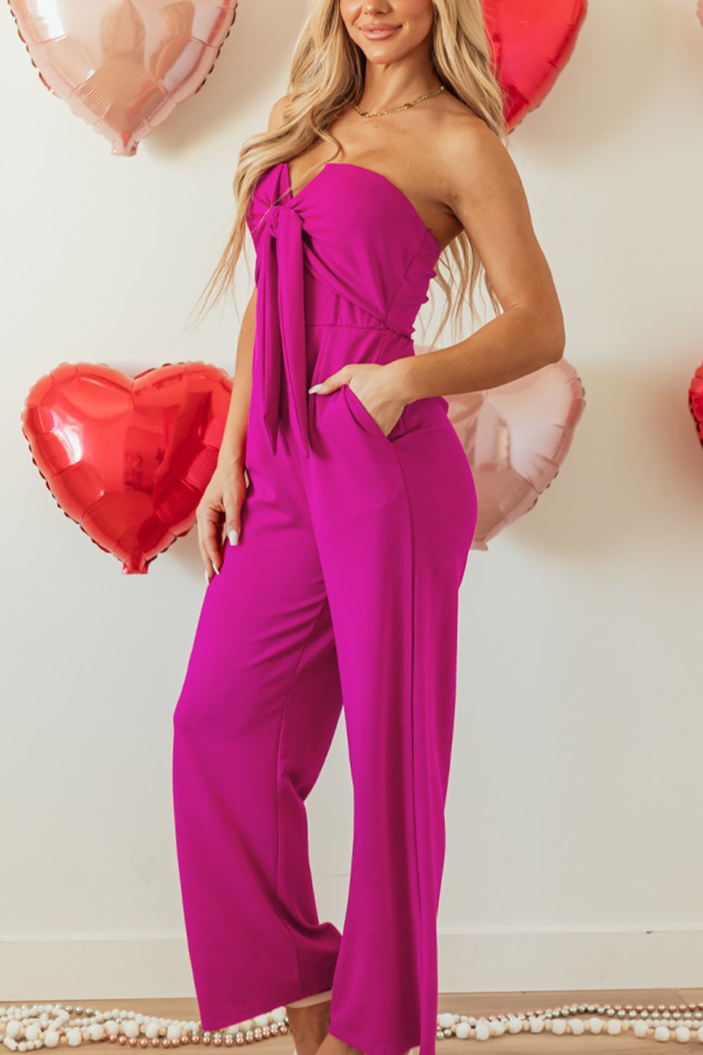 Tied Tube Wide Leg Jumpsuit - Viarous