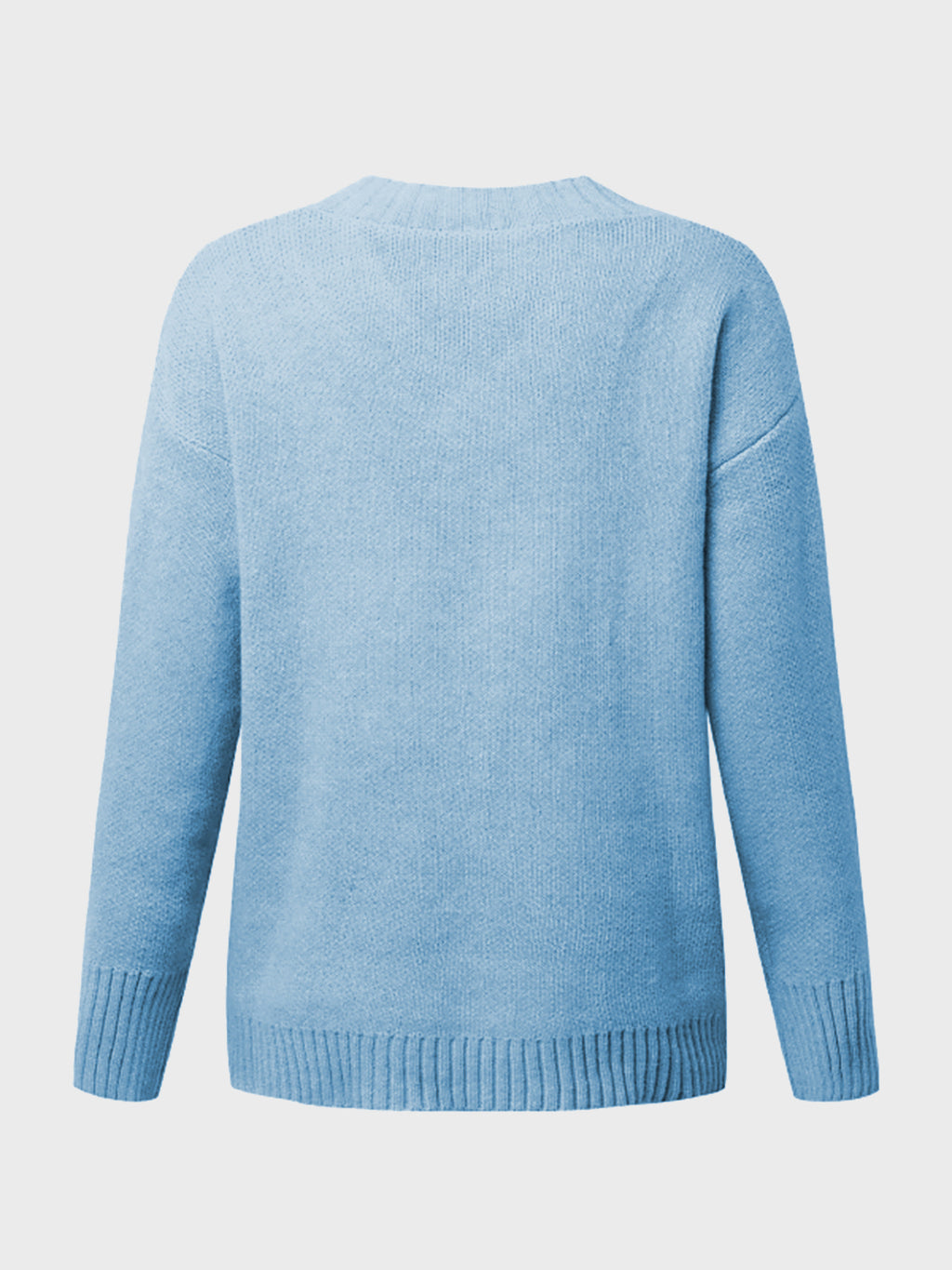 V-Neck Long Sleeve Knit Top - Viarous