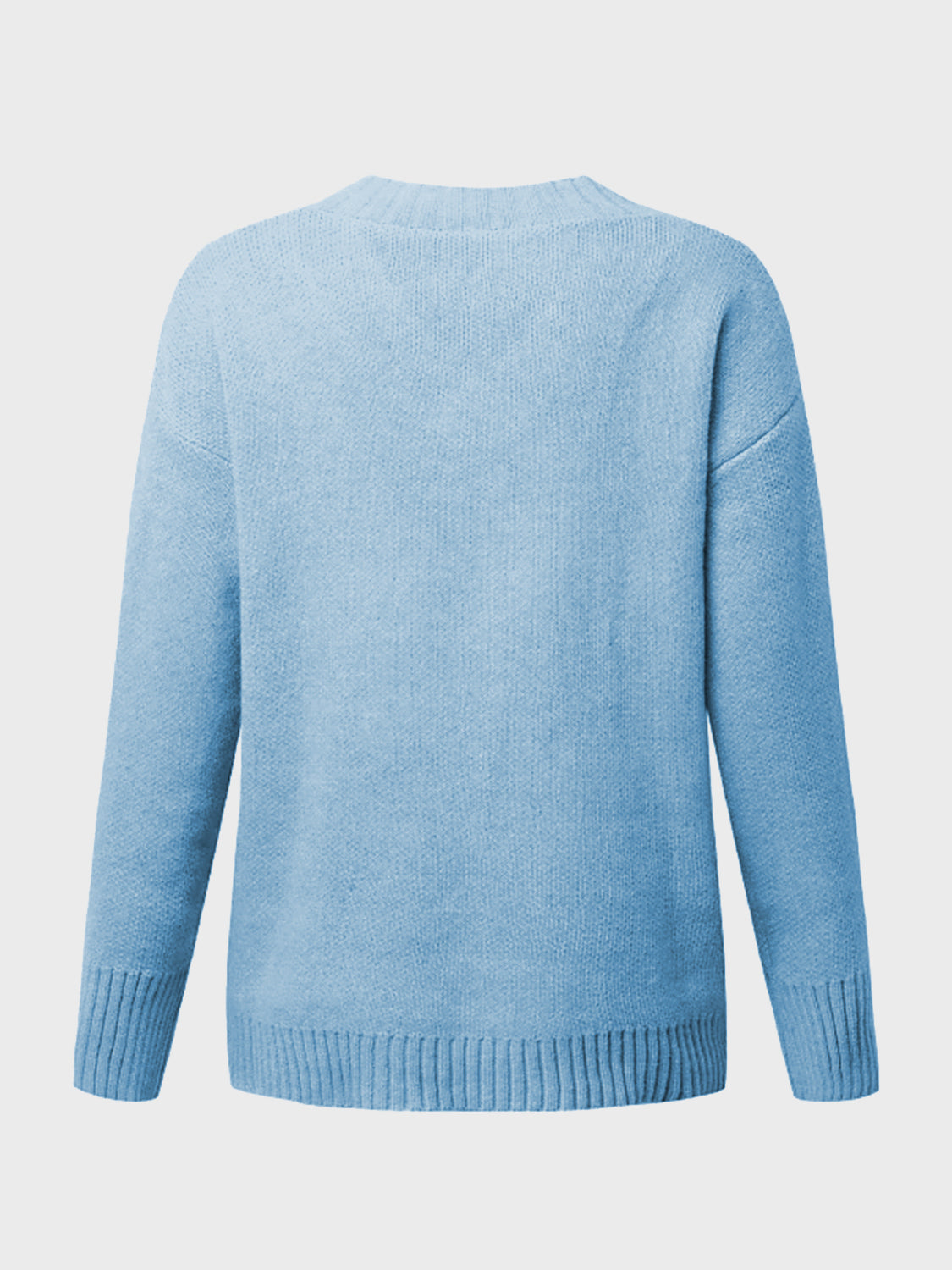 V-Neck Long Sleeve Knit Top - Viarous