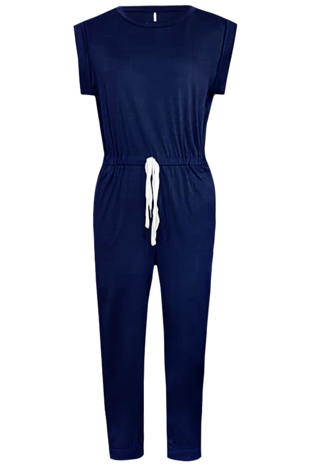 Drawstring Round Neck Sleeveless Jumpsuit - Viarous