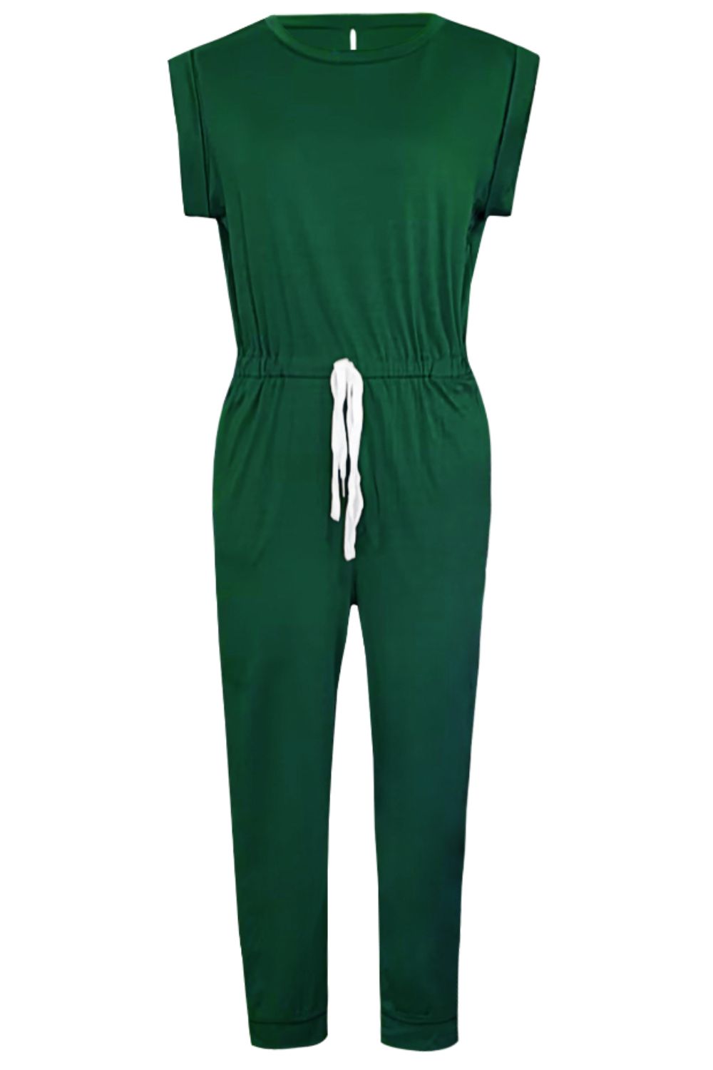 Drawstring Round Neck Sleeveless Jumpsuit - Viarous
