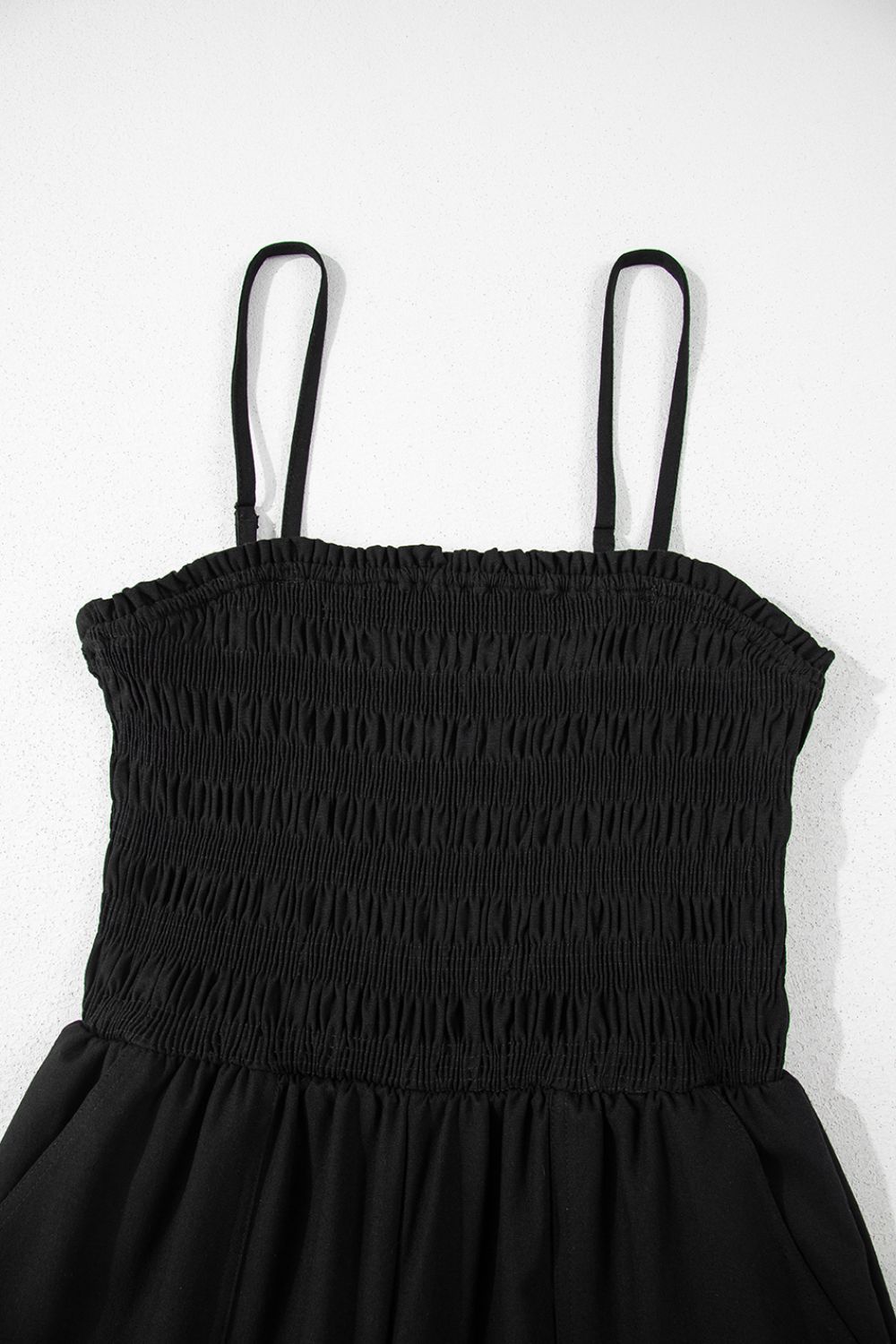 Smocked Spaghetti Straps Wide Leg Jumpsuit - Viarous