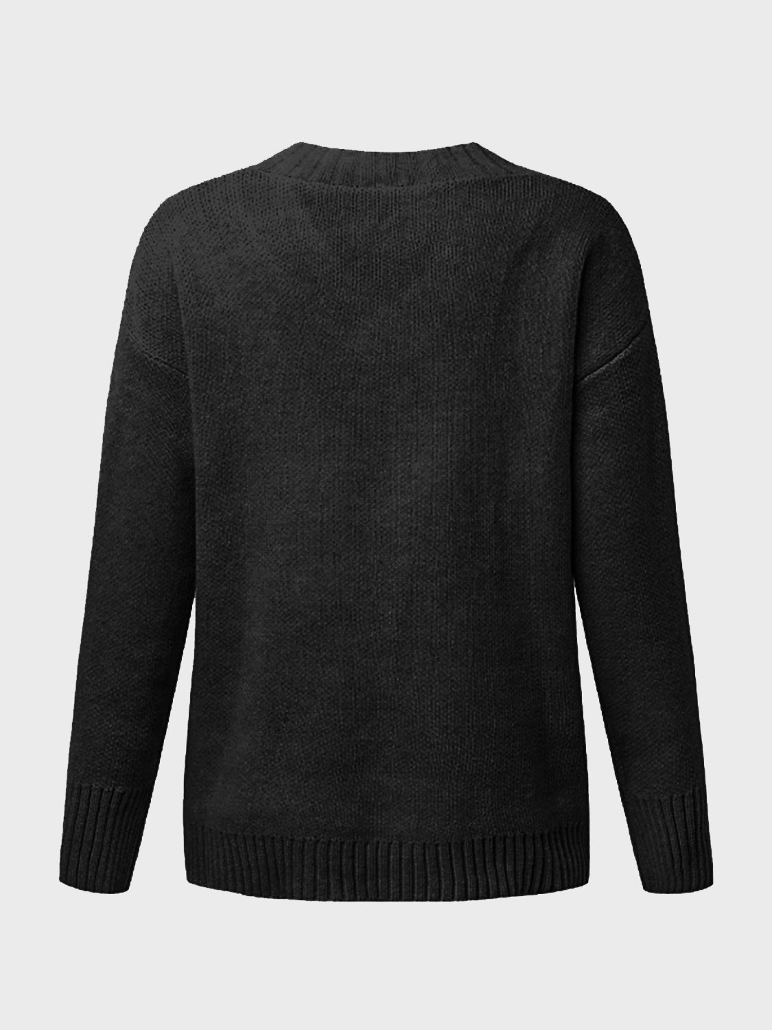 V-Neck Long Sleeve Knit Top - Viarous