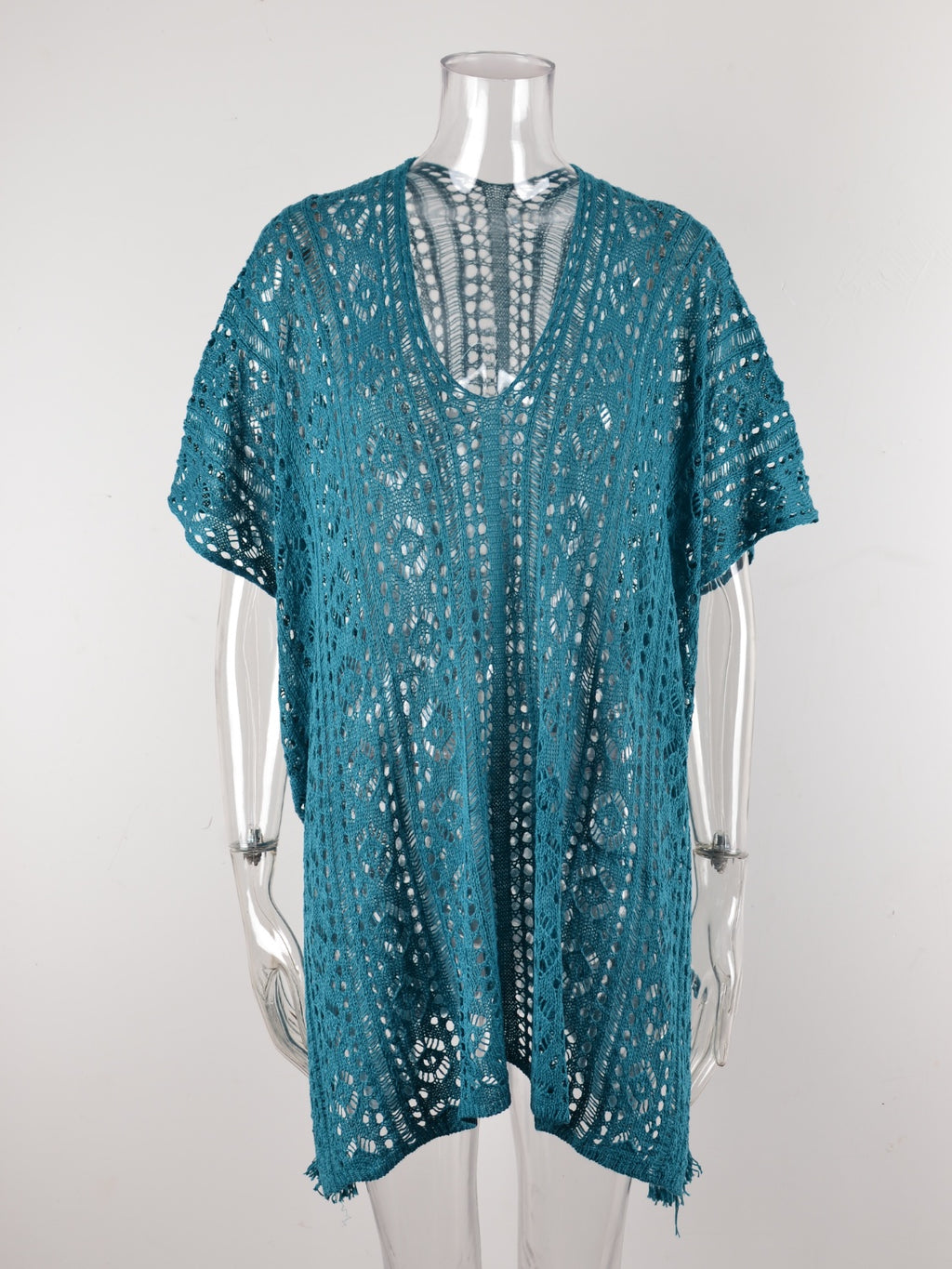 Angel Wings Cutout V-Neck Cover-Up with Tassel - Viarous