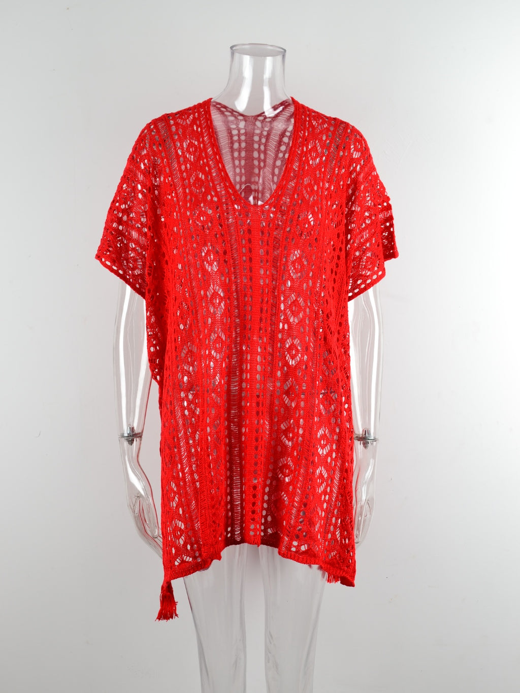 Angel Wings Cutout V-Neck Cover-Up with Tassel - Viarous