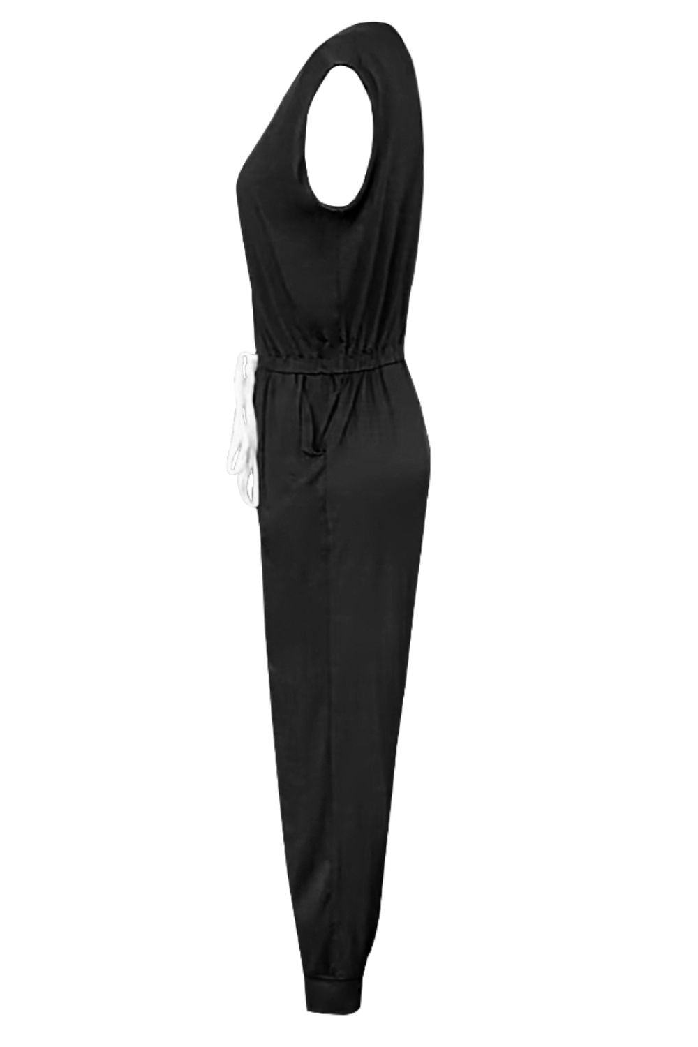 Drawstring Round Neck Sleeveless Jumpsuit - Viarous