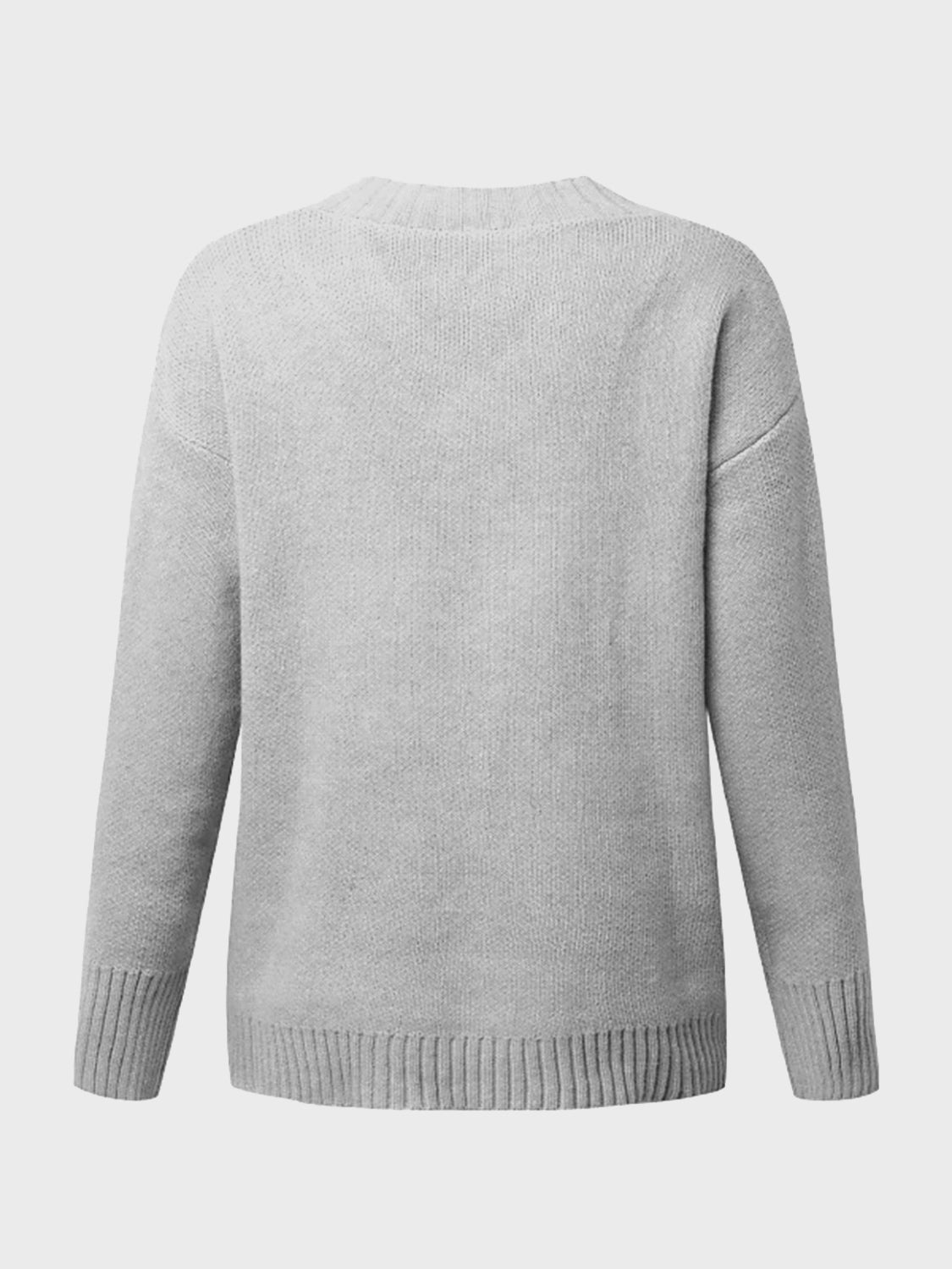 V-Neck Long Sleeve Knit Top - Viarous