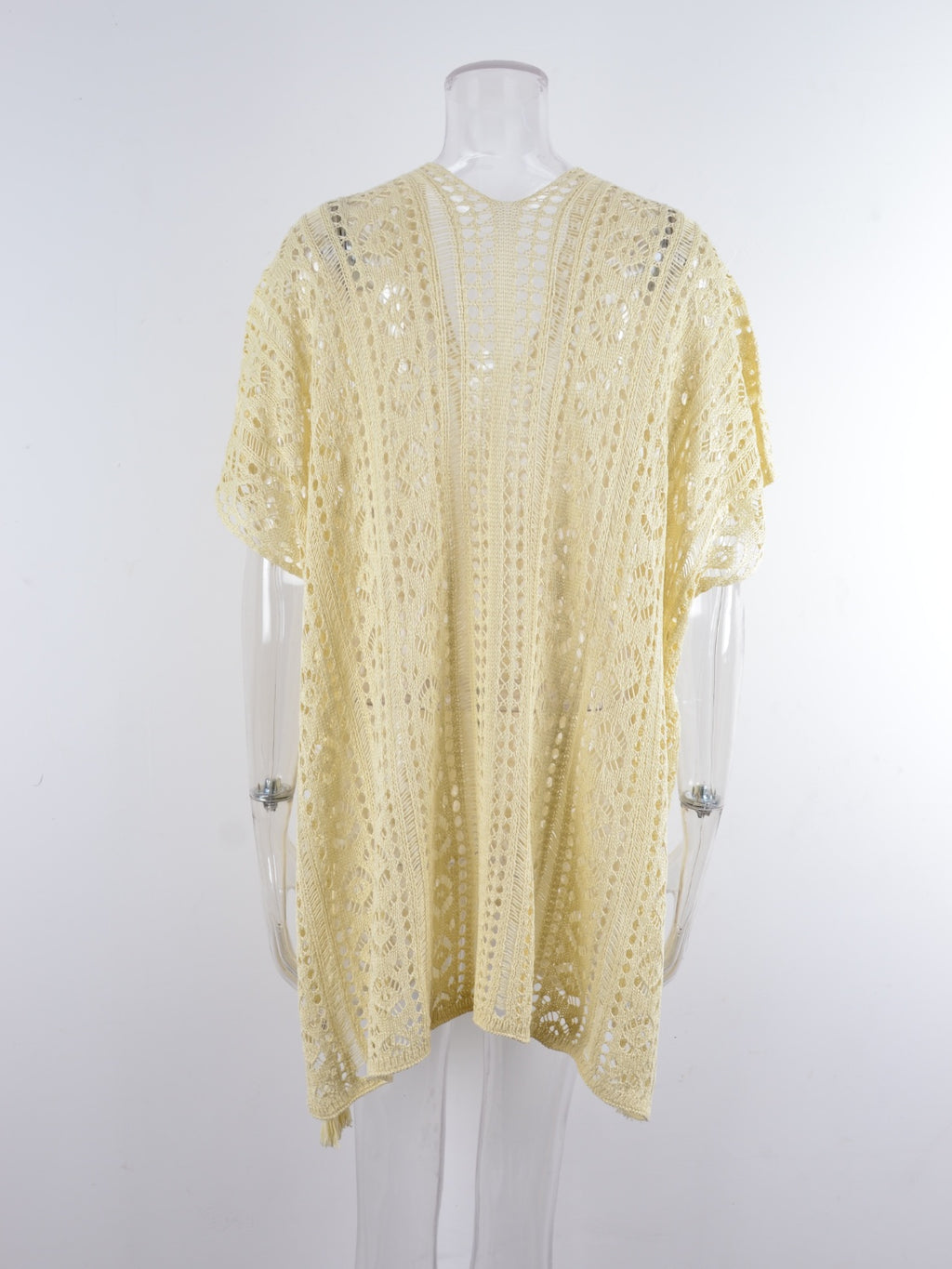 Angel Wings Cutout V-Neck Cover-Up with Tassel - Viarous