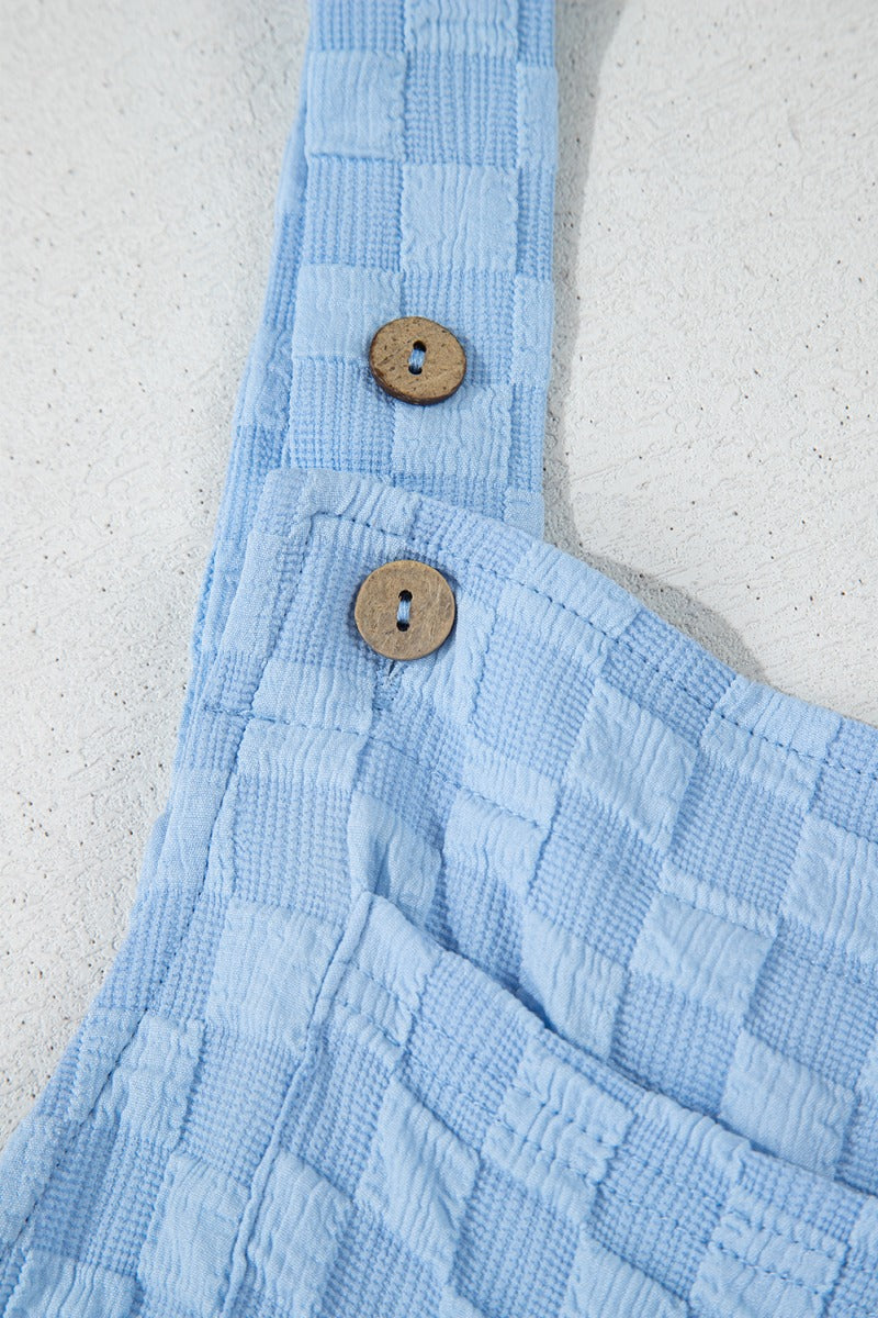 Checkered Pocketed Wide Leg Overalls - Viarous