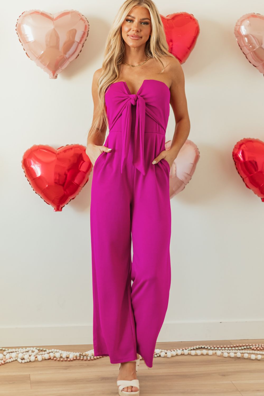 Tied Tube Wide Leg Jumpsuit - Viarous