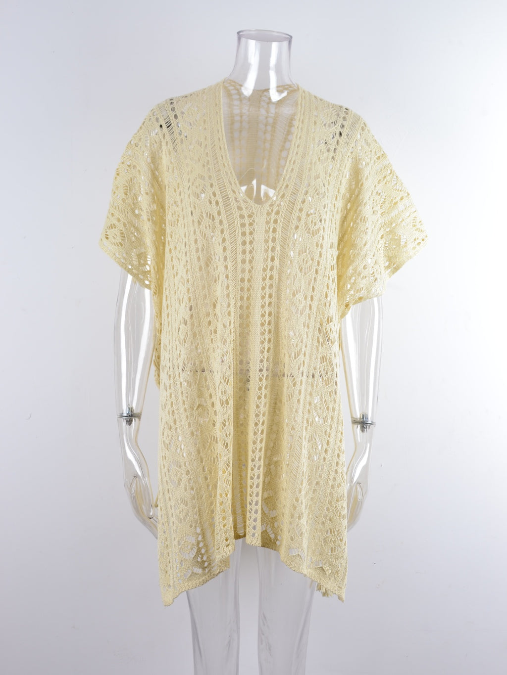 Angel Wings Cutout V-Neck Cover-Up with Tassel - Viarous