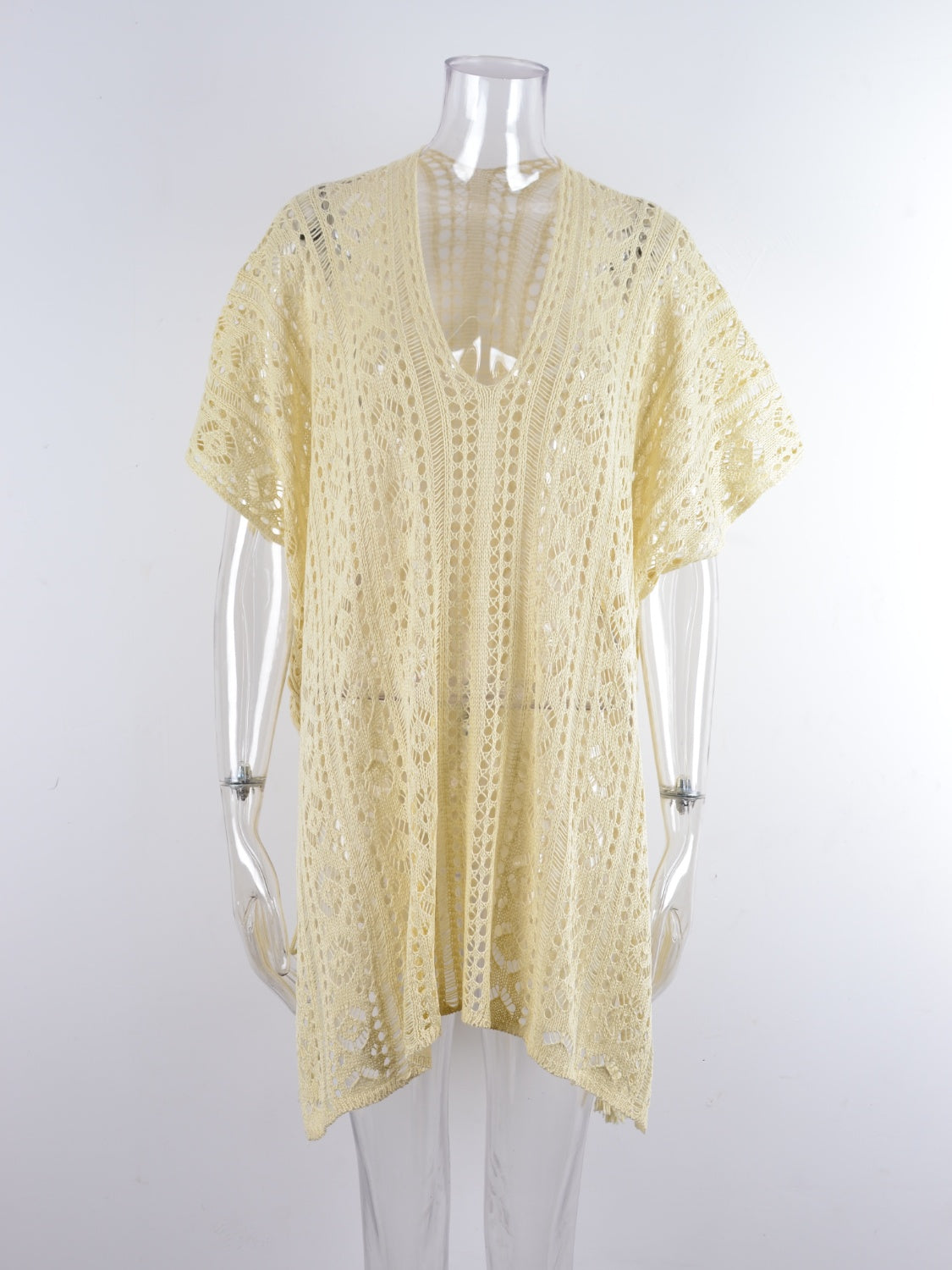 Angel Wings Cutout V-Neck Cover-Up with Tassel - Viarous