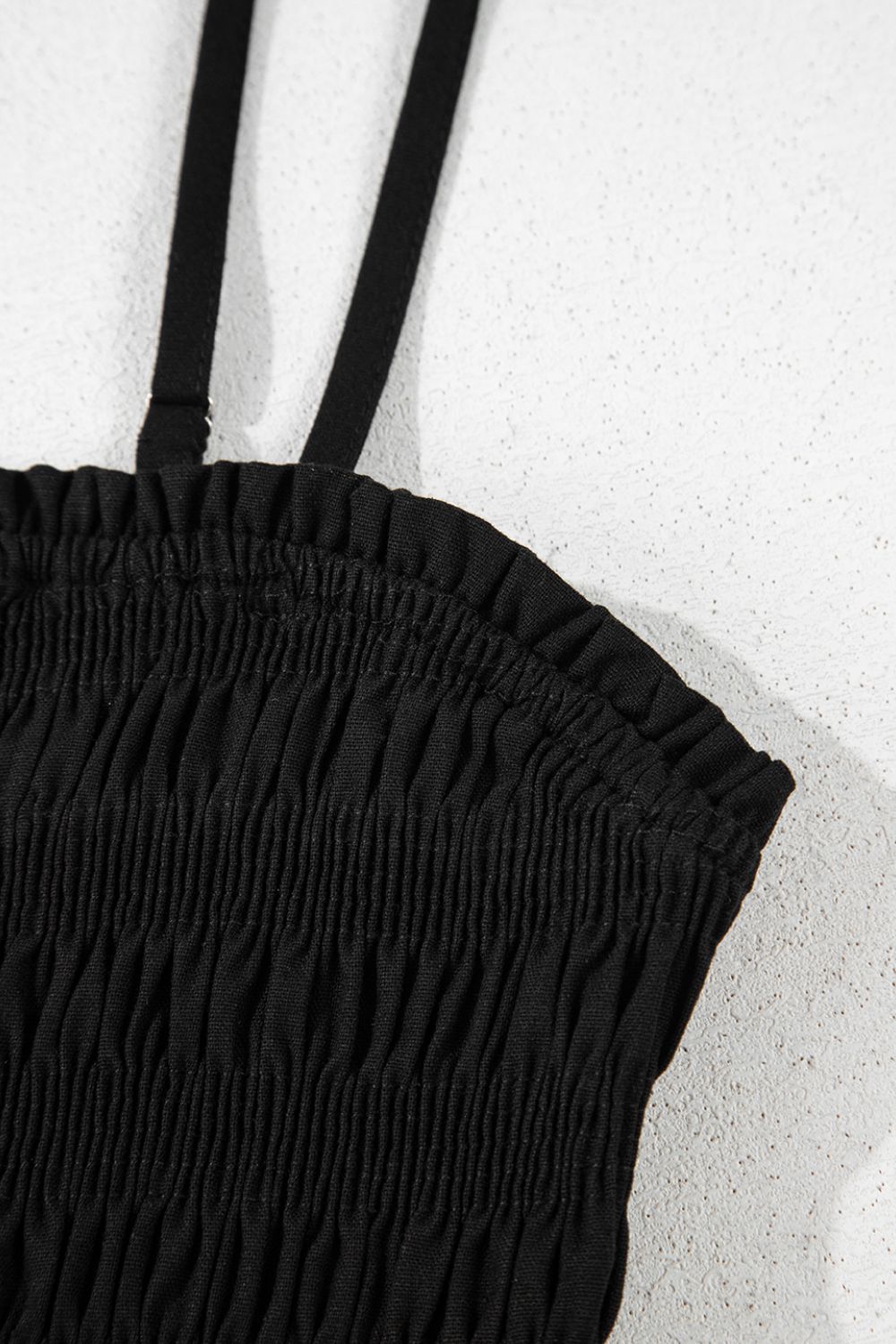 Smocked Spaghetti Straps Wide Leg Jumpsuit - Viarous