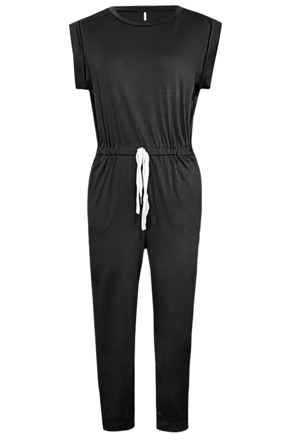 Drawstring Round Neck Sleeveless Jumpsuit - Viarous