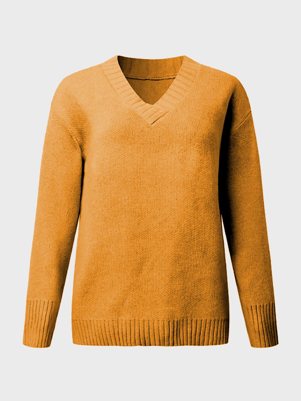 V-Neck Long Sleeve Knit Top - Viarous