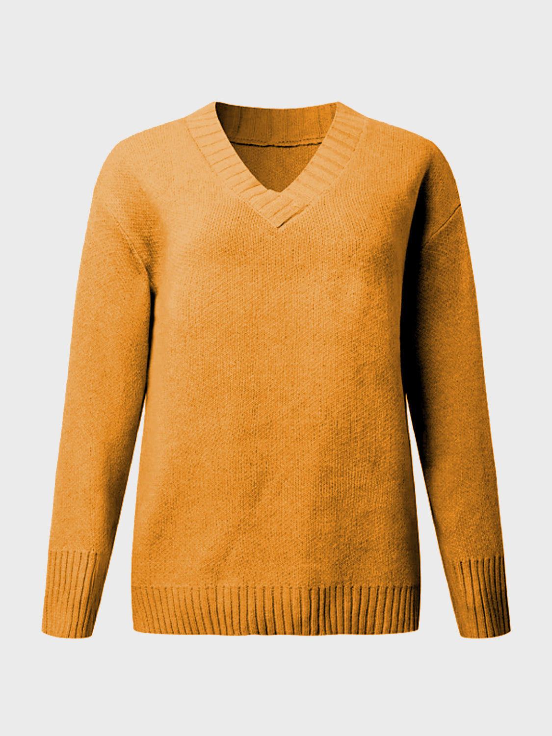 V-Neck Long Sleeve Knit Top - Viarous