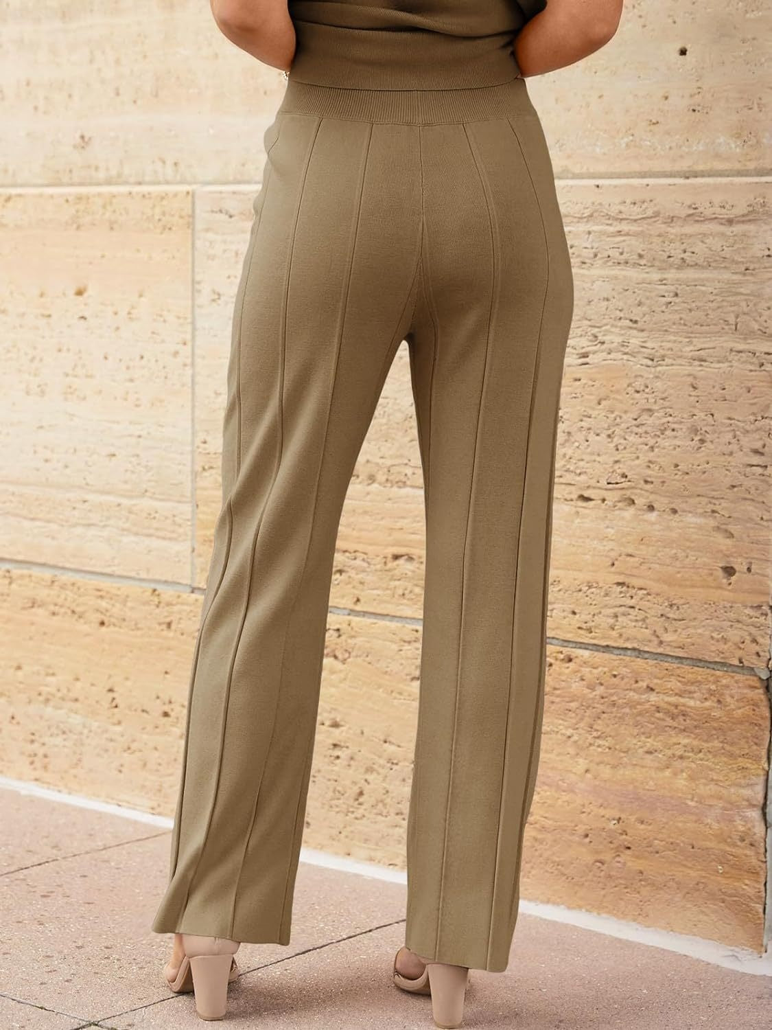 Round Neck Cap Sleeve Top and Pants Knit Set - Viarous