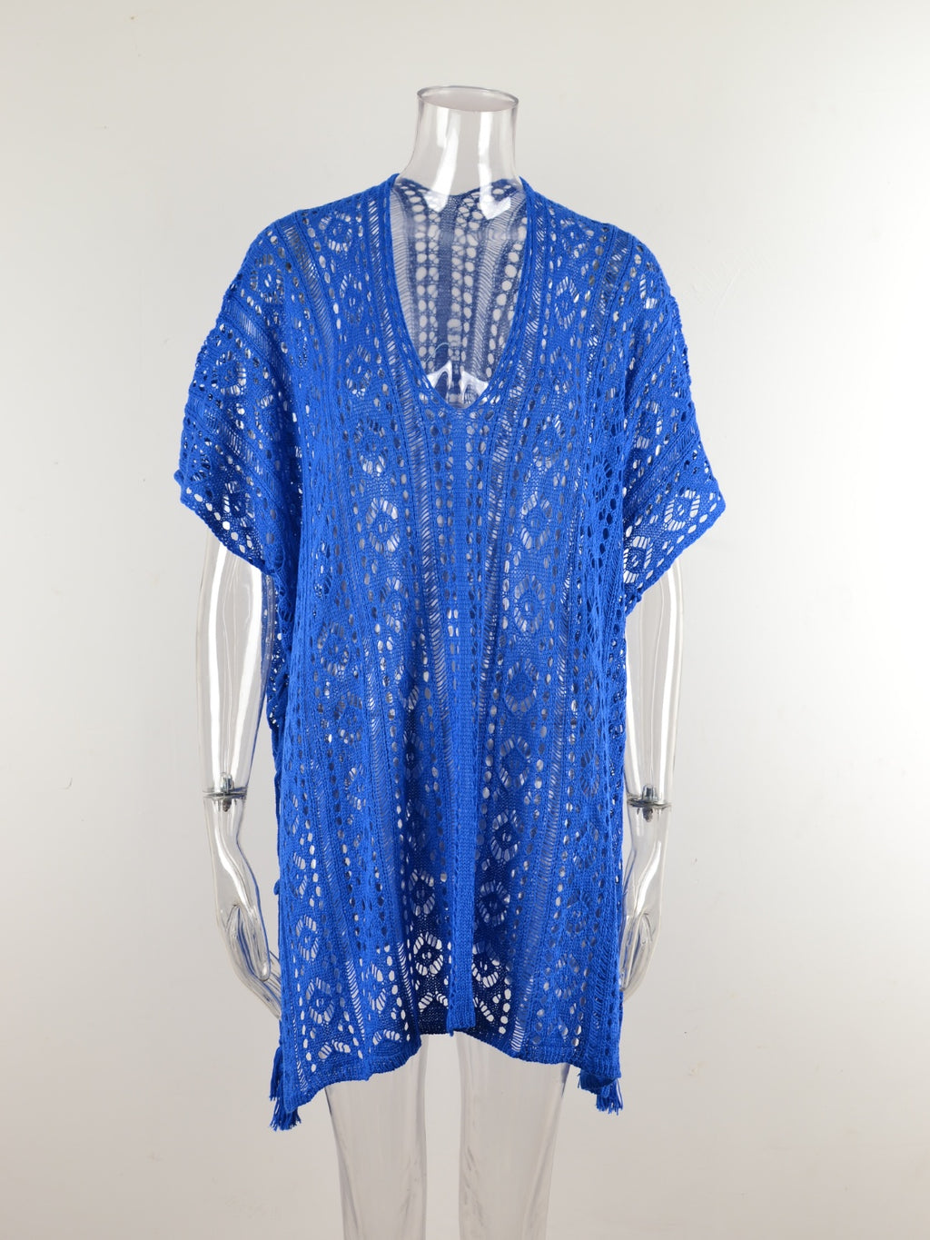 Angel Wings Cutout V-Neck Cover-Up with Tassel - Viarous