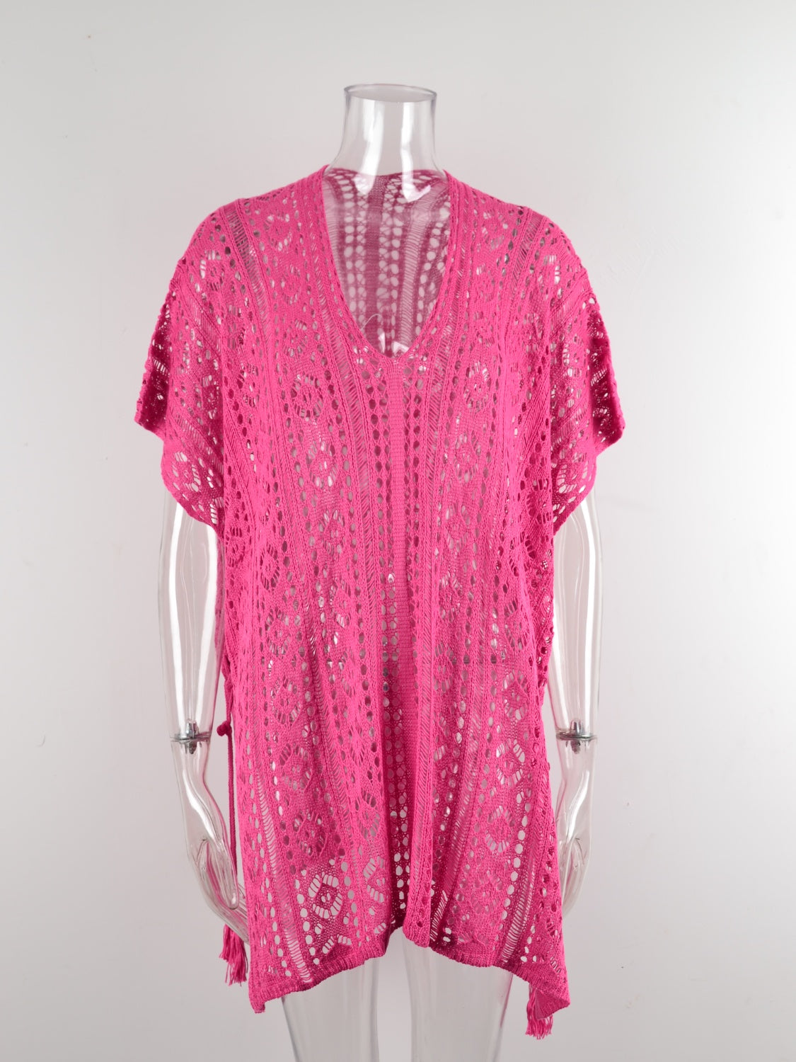 Angel Wings Cutout V-Neck Cover-Up with Tassel - Viarous
