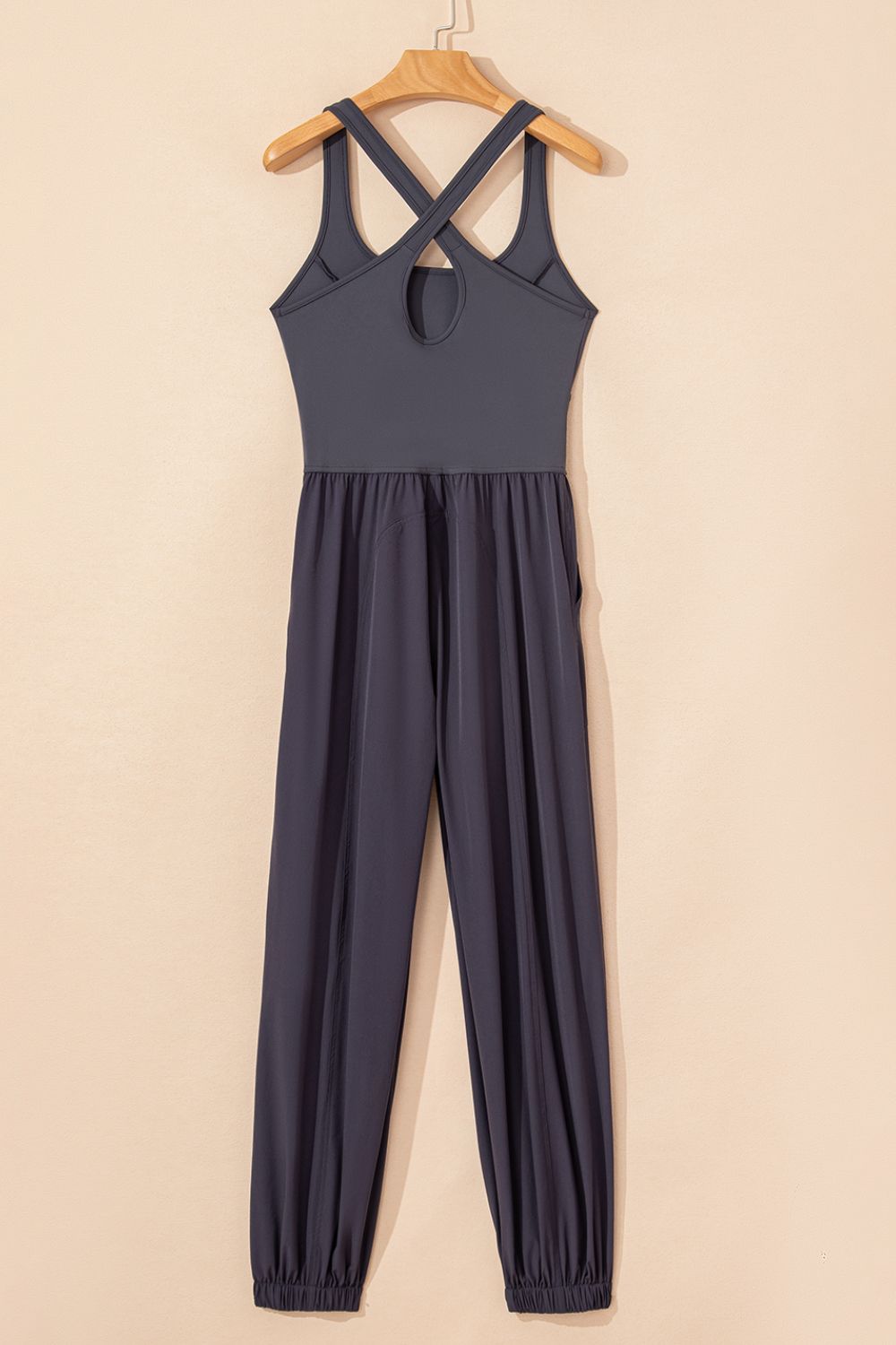 Cutout Square Neck Wide Strap Active Jumpsuit - Viarous