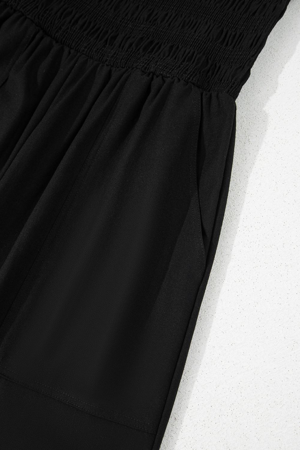 Smocked Spaghetti Straps Wide Leg Jumpsuit - Viarous