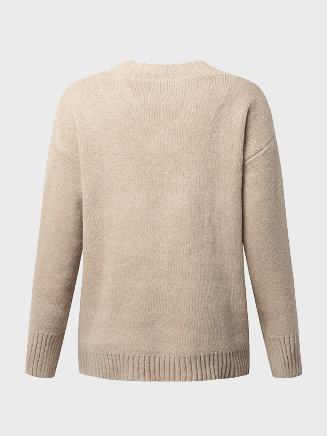 V-Neck Long Sleeve Knit Top - Viarous