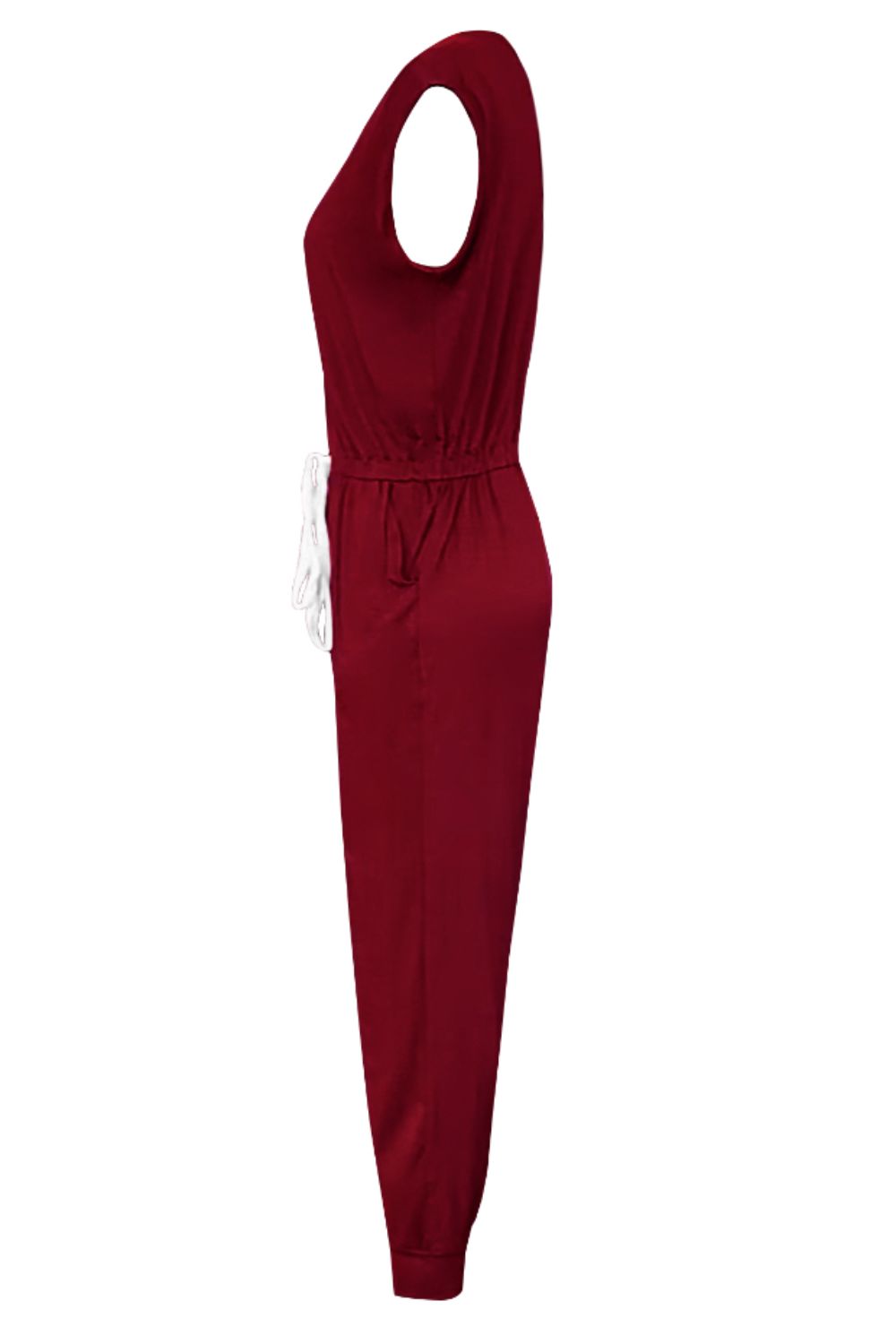Drawstring Round Neck Sleeveless Jumpsuit - Viarous
