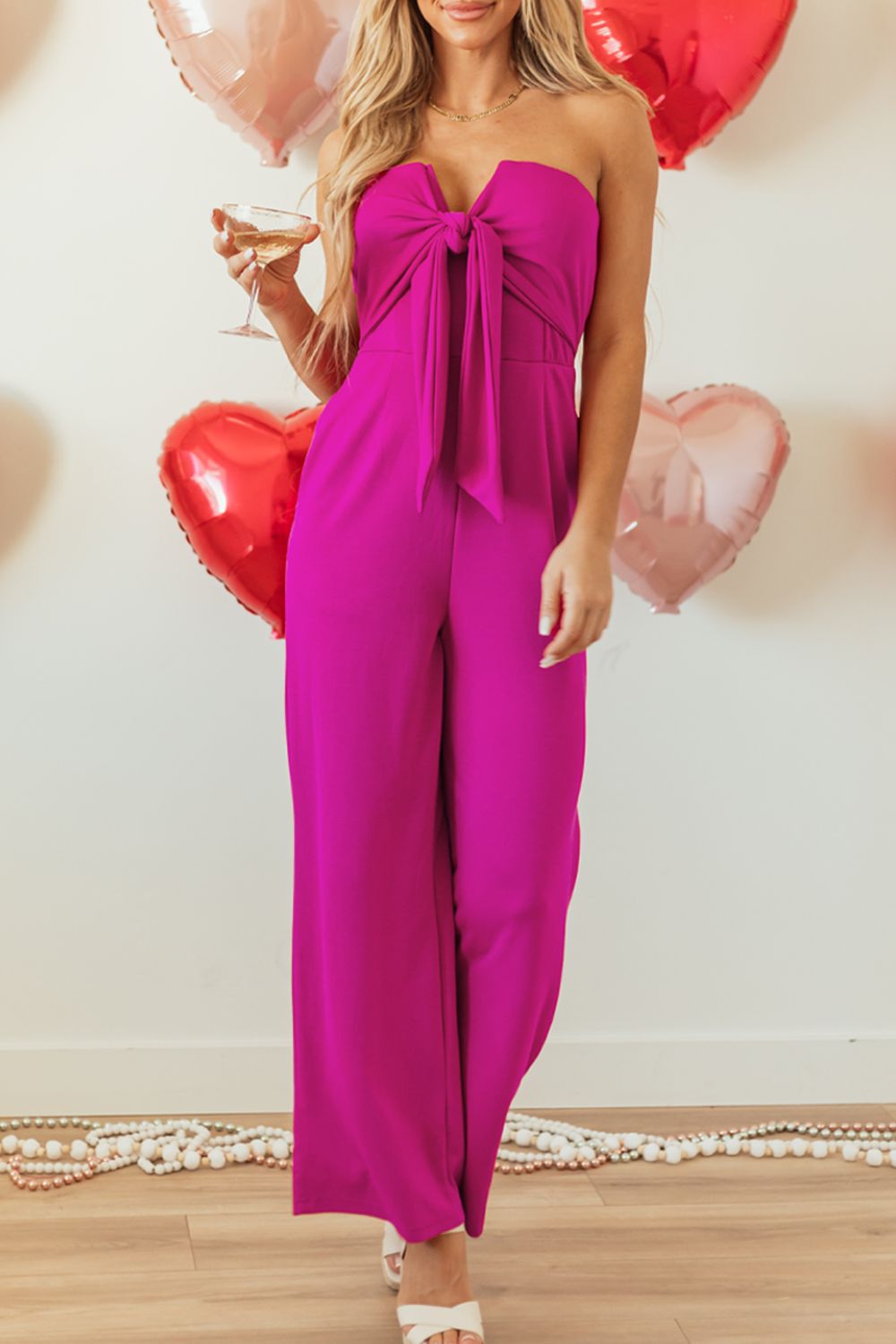 Tied Tube Wide Leg Jumpsuit - Viarous