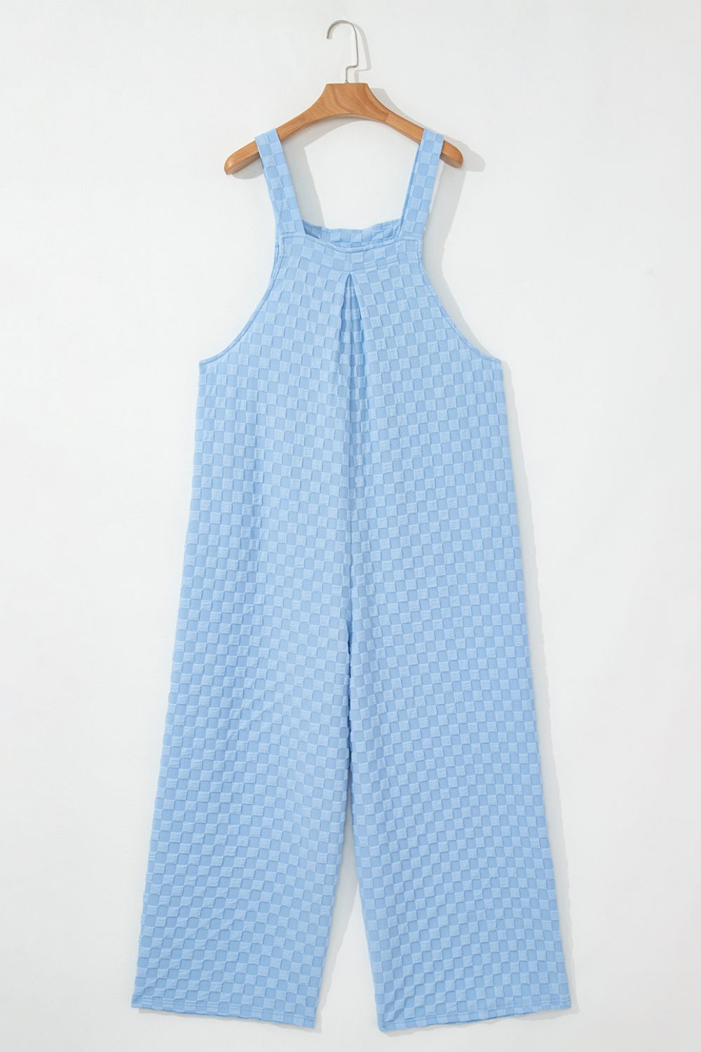 Checkered Pocketed Wide Leg Overalls - Viarous