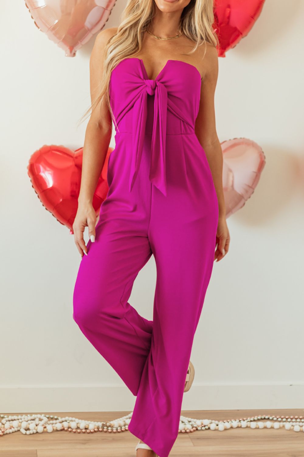 Tied Tube Wide Leg Jumpsuit - Viarous