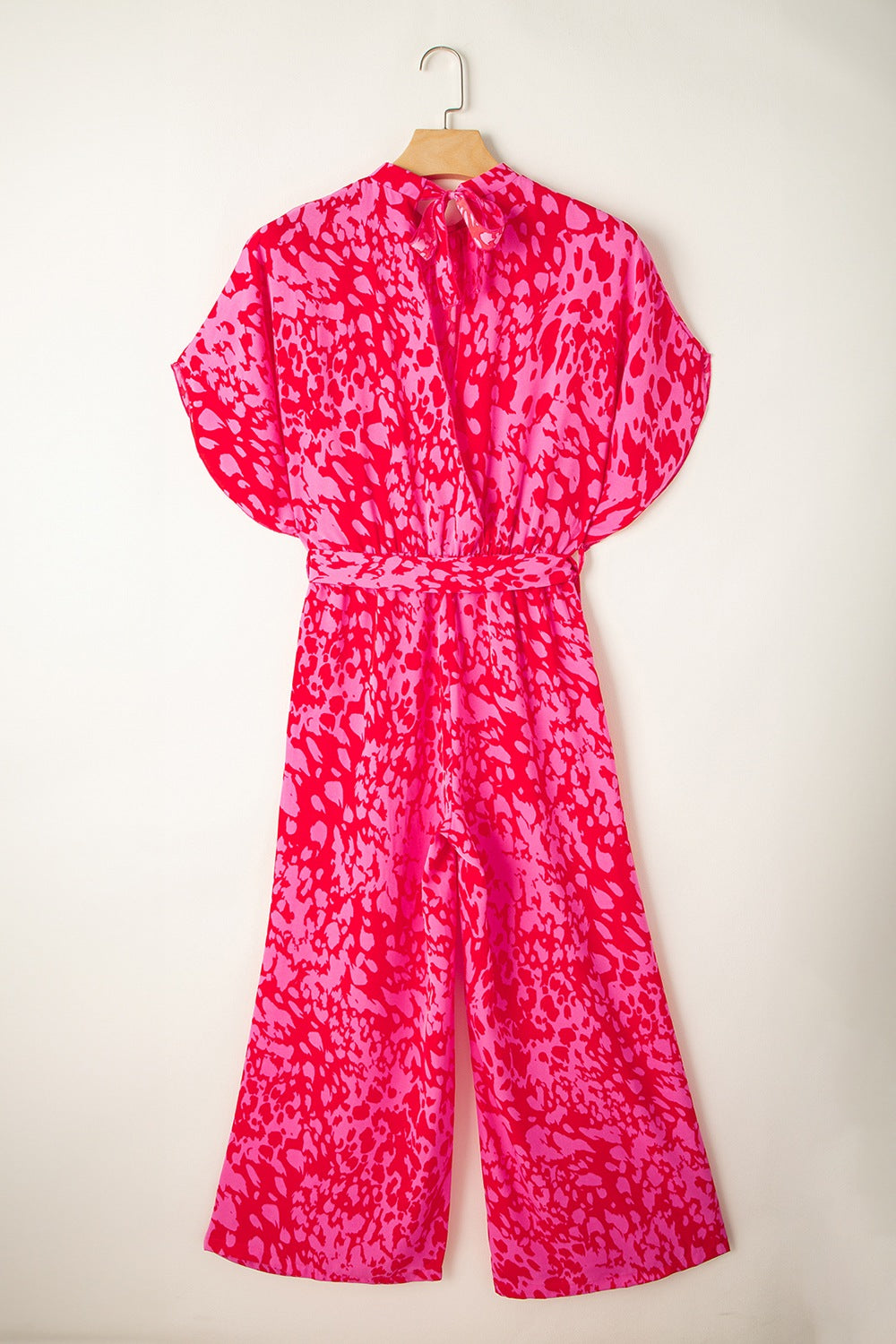 Leopard Belted Wide Leg Jumpsuit - Viarous