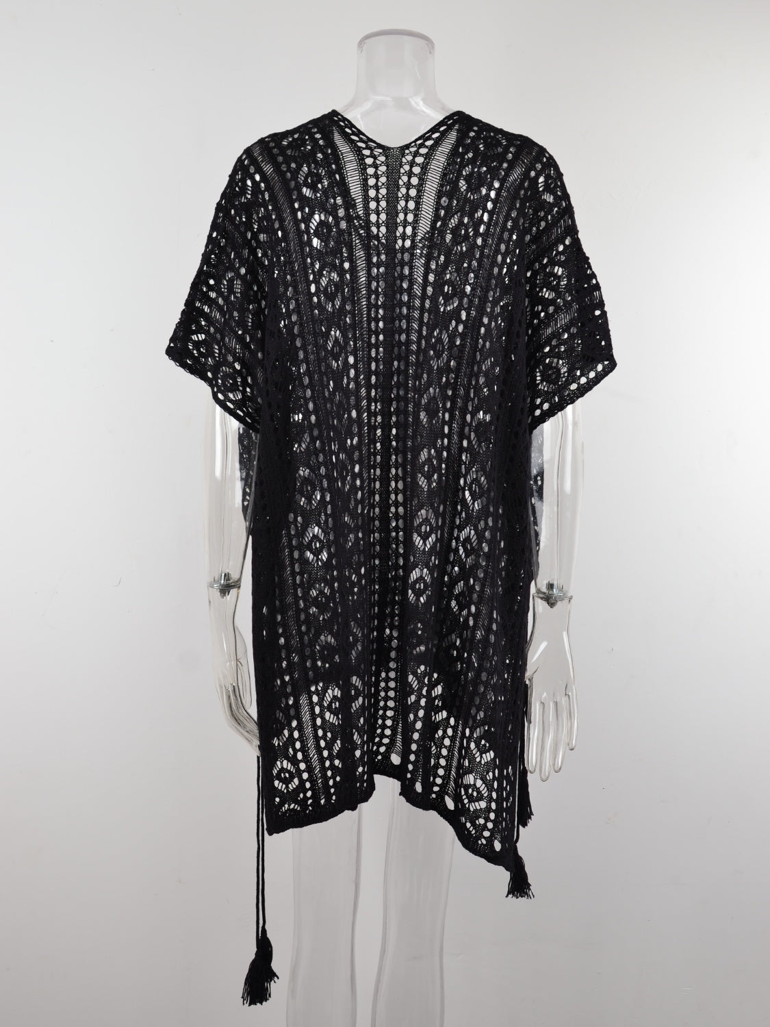 Angel Wings Cutout V-Neck Cover-Up with Tassel - Viarous
