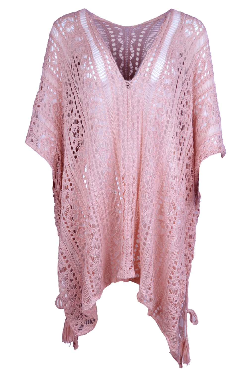 Angel Wings Cutout V-Neck Cover-Up with Tassel - Viarous