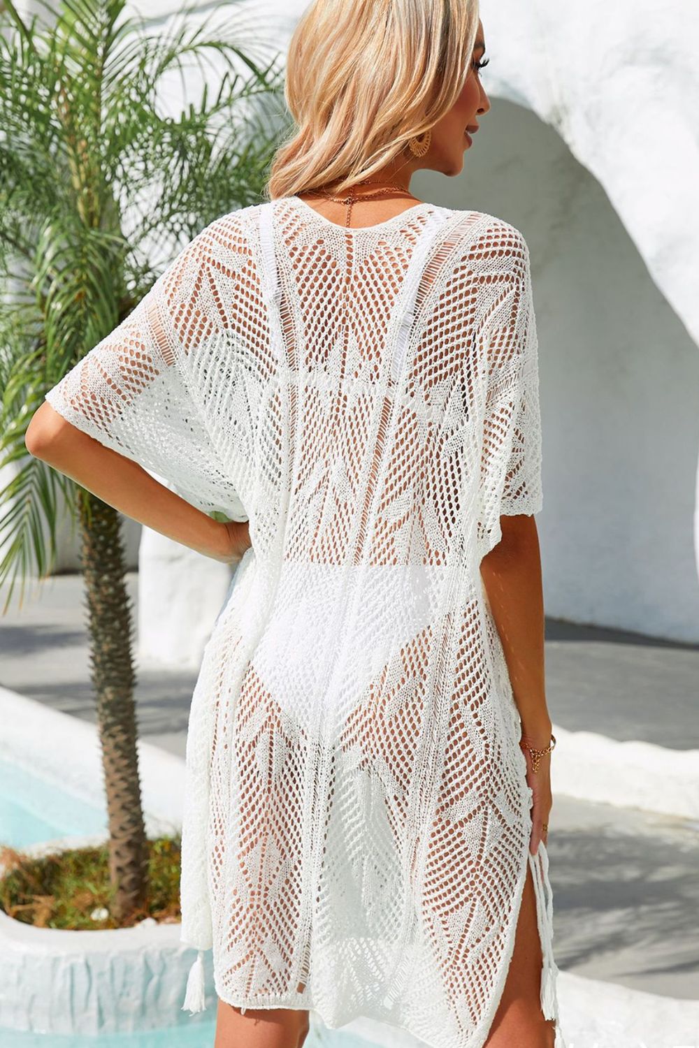 Angel Wings Side Slit Tassel Openwork Cover - Up Dress - ViarousViarousViarous