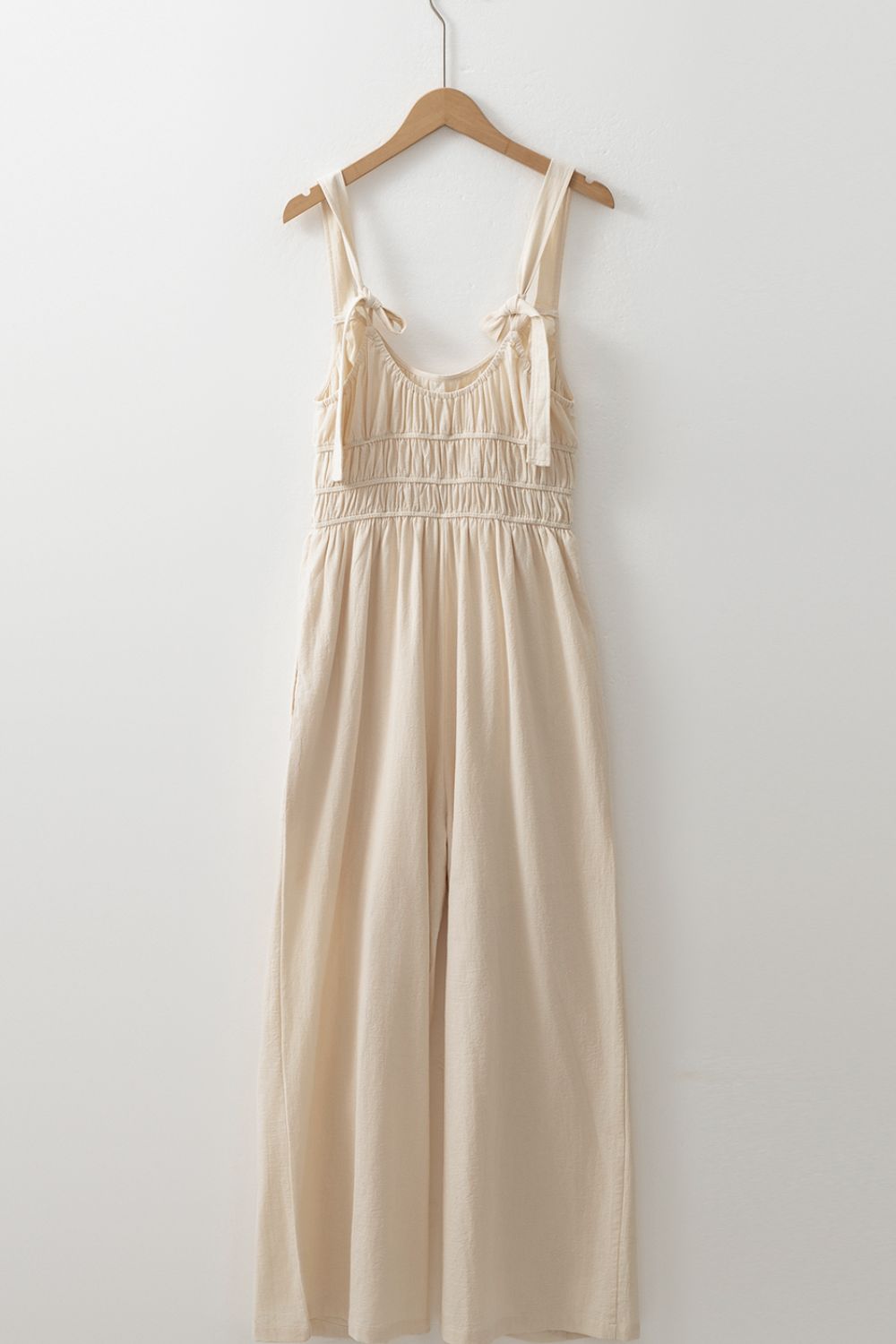 Ruched Sleeveless Wide Leg Jumpsuit - Viarous