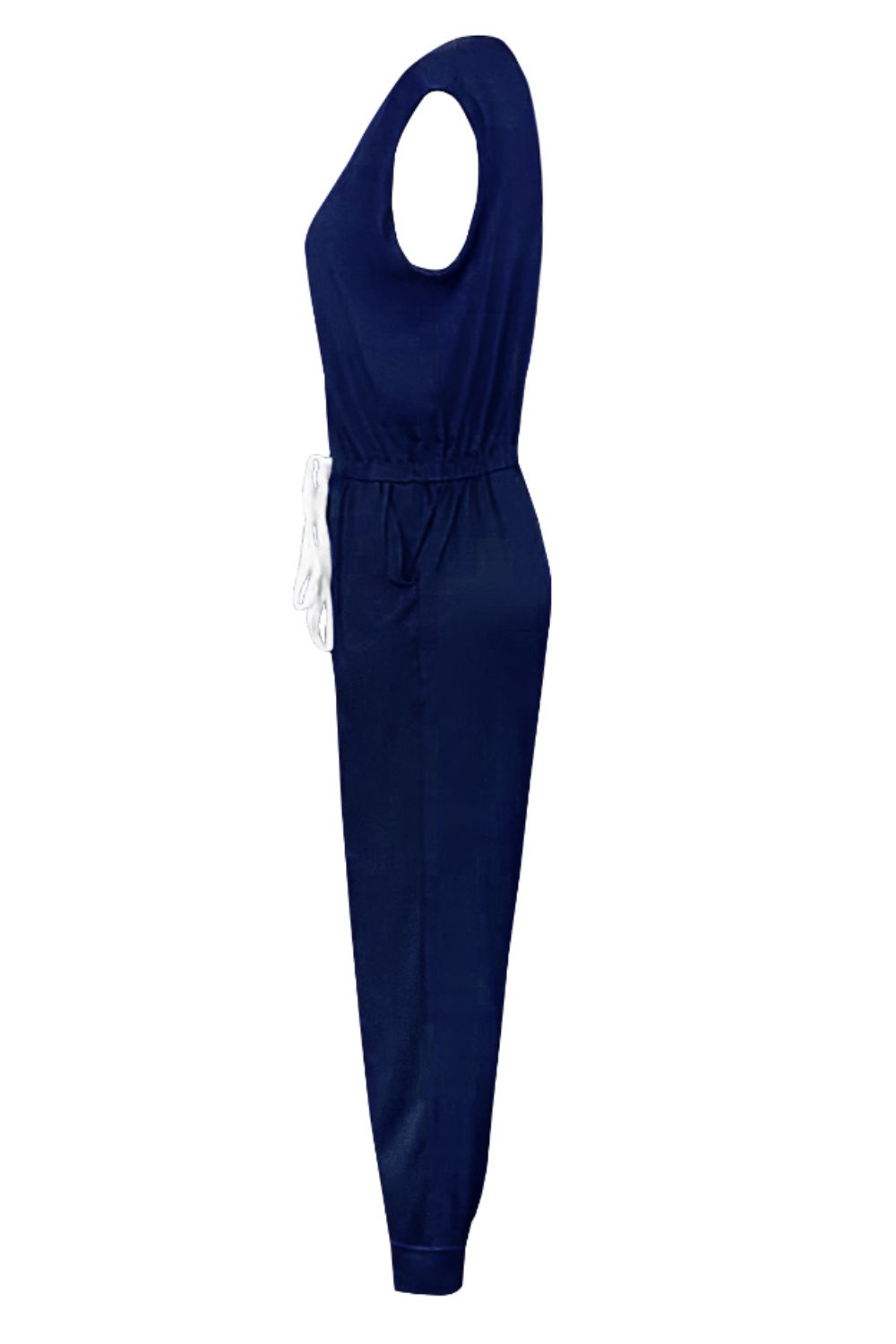 Drawstring Round Neck Sleeveless Jumpsuit - Viarous
