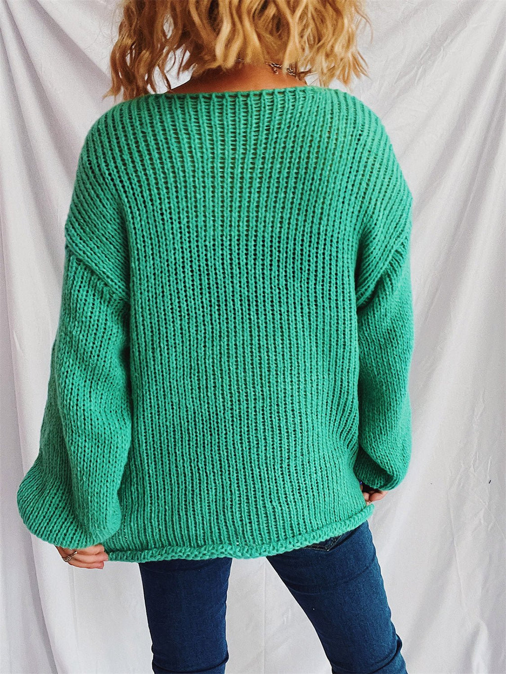 Boat Neck Dropped Shoulder Sweater - ViarousViarousViarous