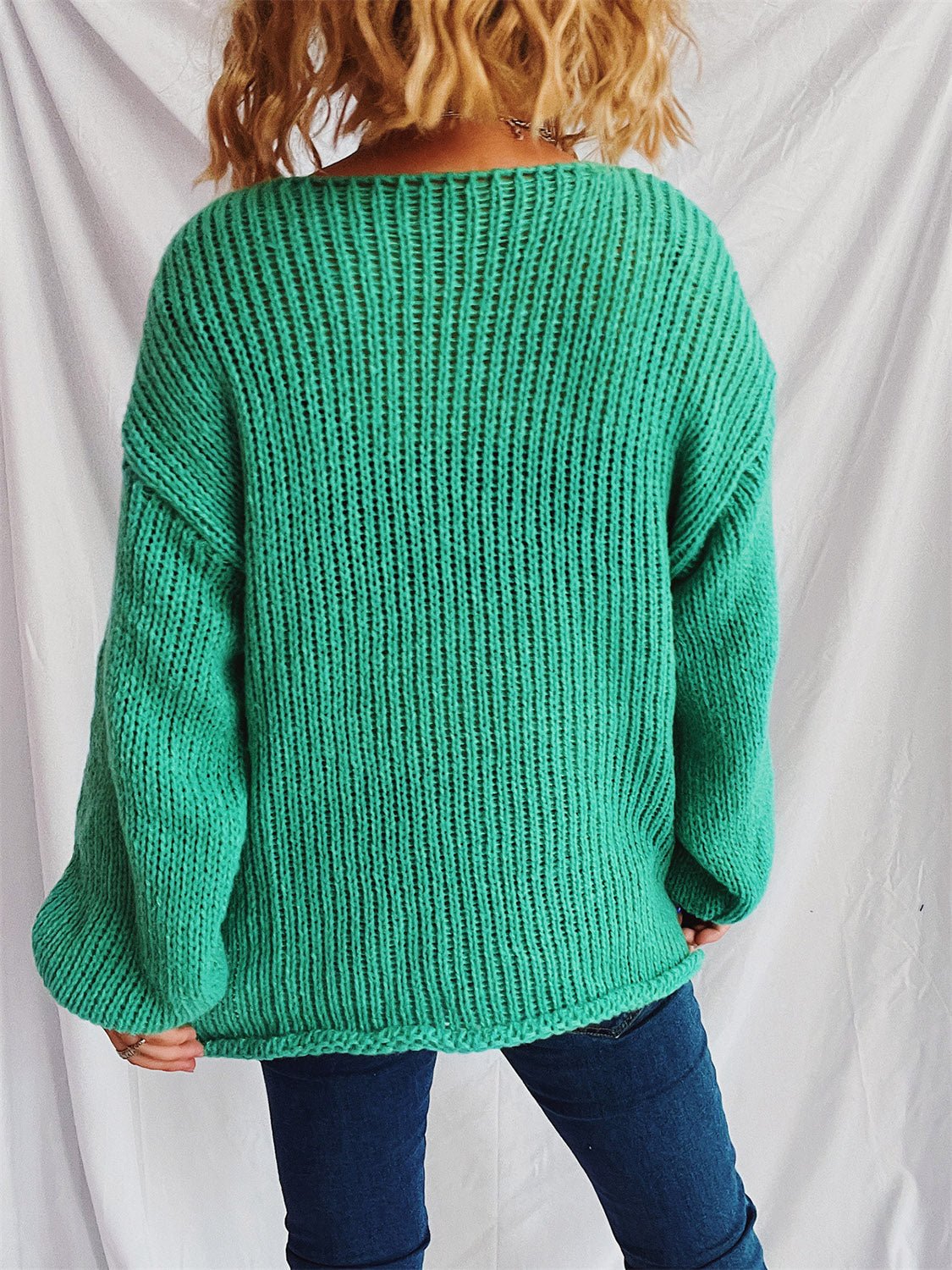 Boat Neck Dropped Shoulder Sweater - ViarousViarousViarous
