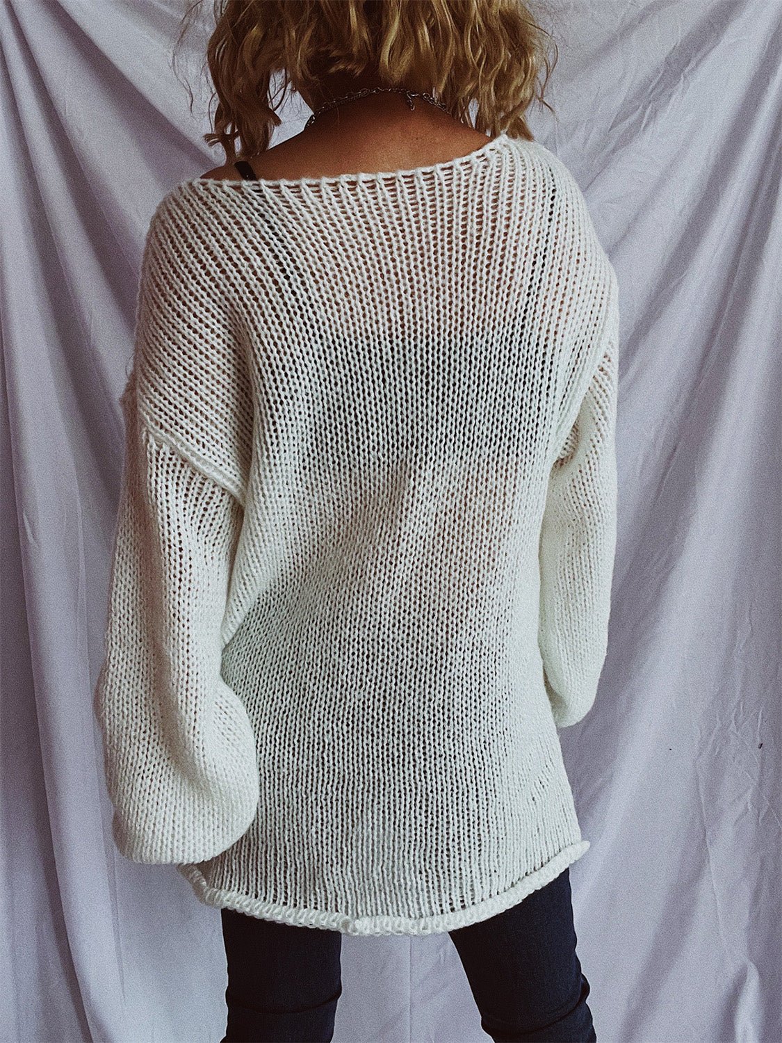 Boat Neck Dropped Shoulder Sweater - ViarousViarousViarous