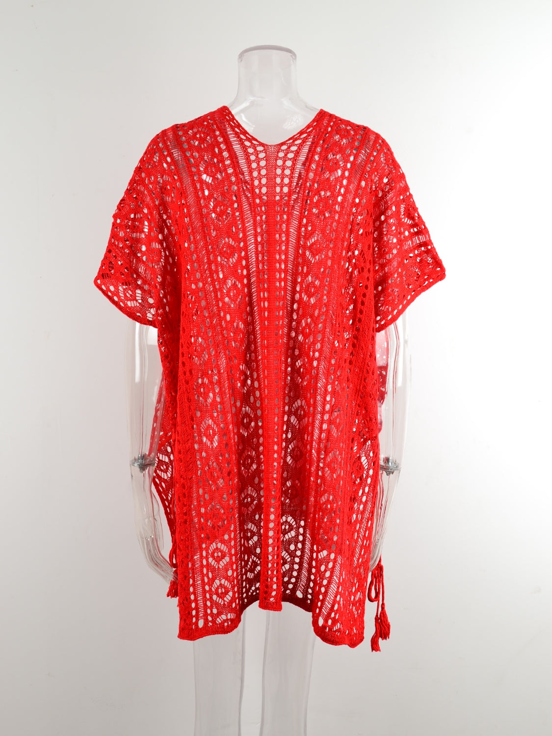 Angel Wings Cutout V-Neck Cover-Up with Tassel - Viarous