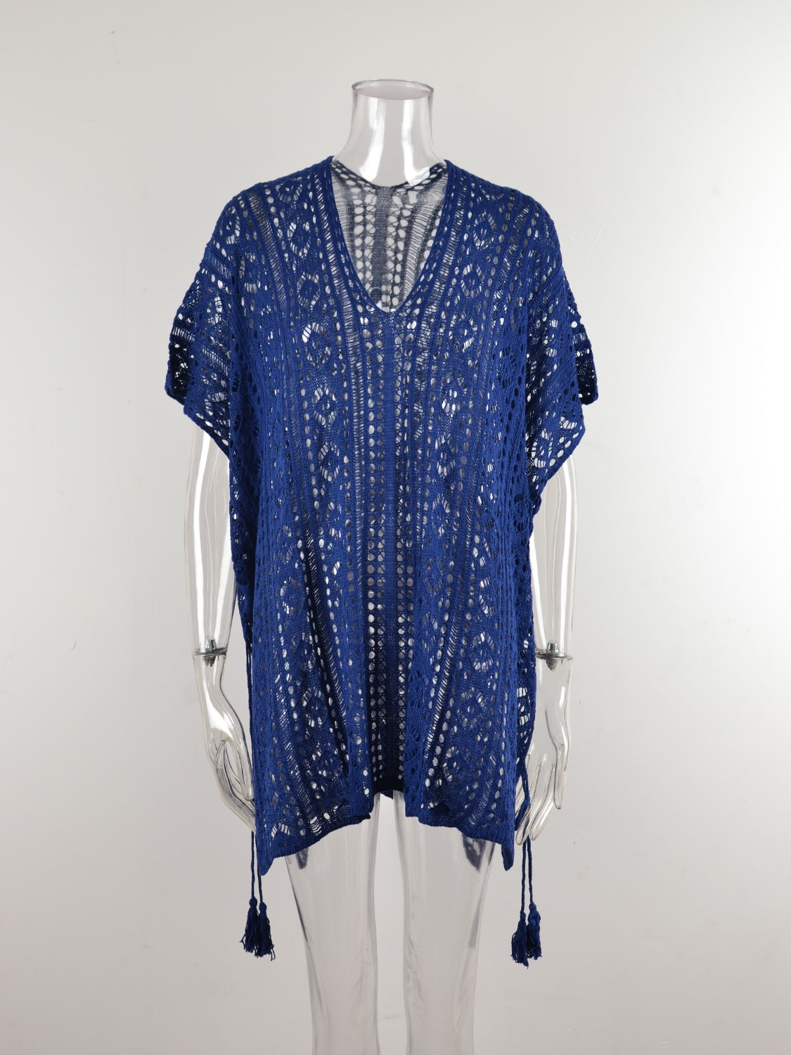 Angel Wings Cutout V-Neck Cover-Up with Tassel - Viarous