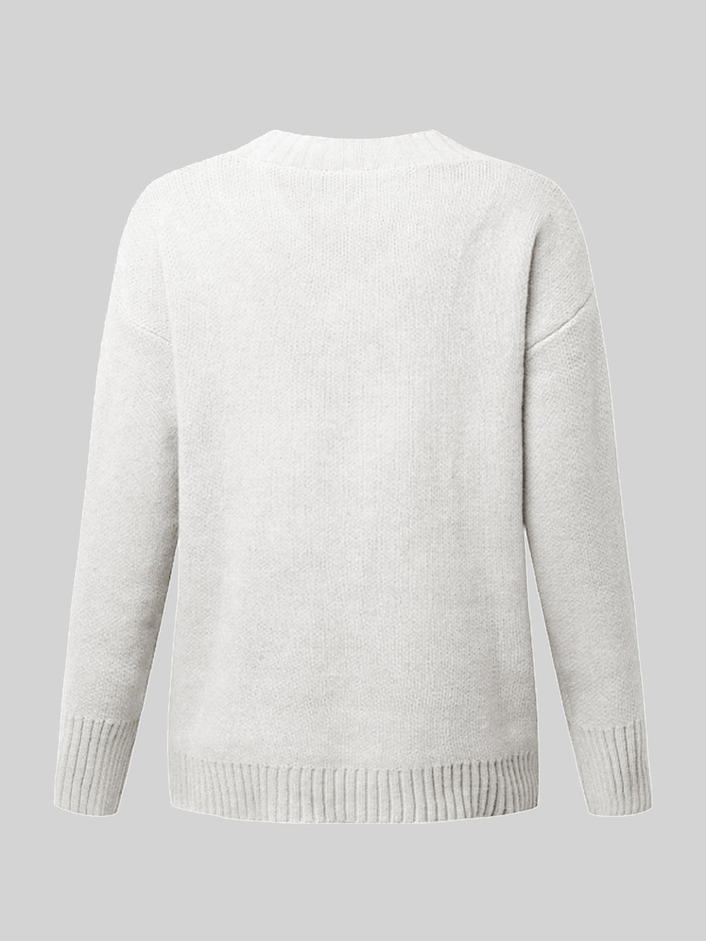V-Neck Long Sleeve Knit Top - Viarous