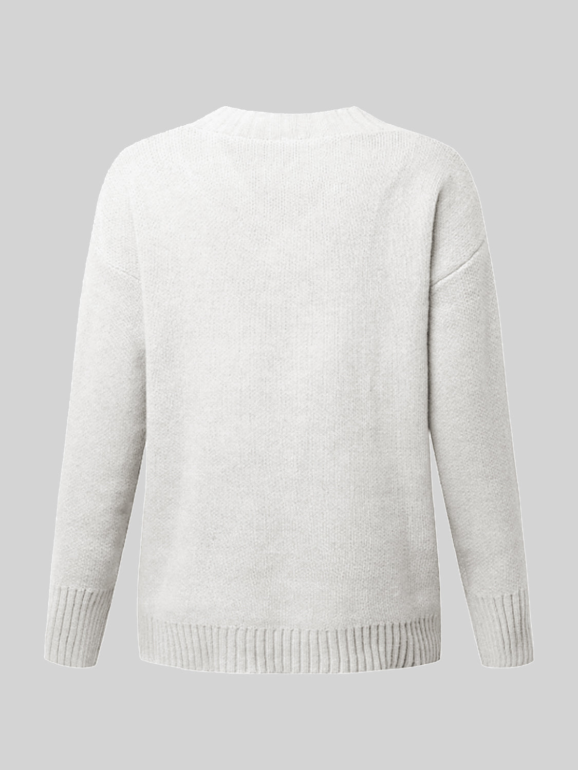 V-Neck Long Sleeve Knit Top - Viarous