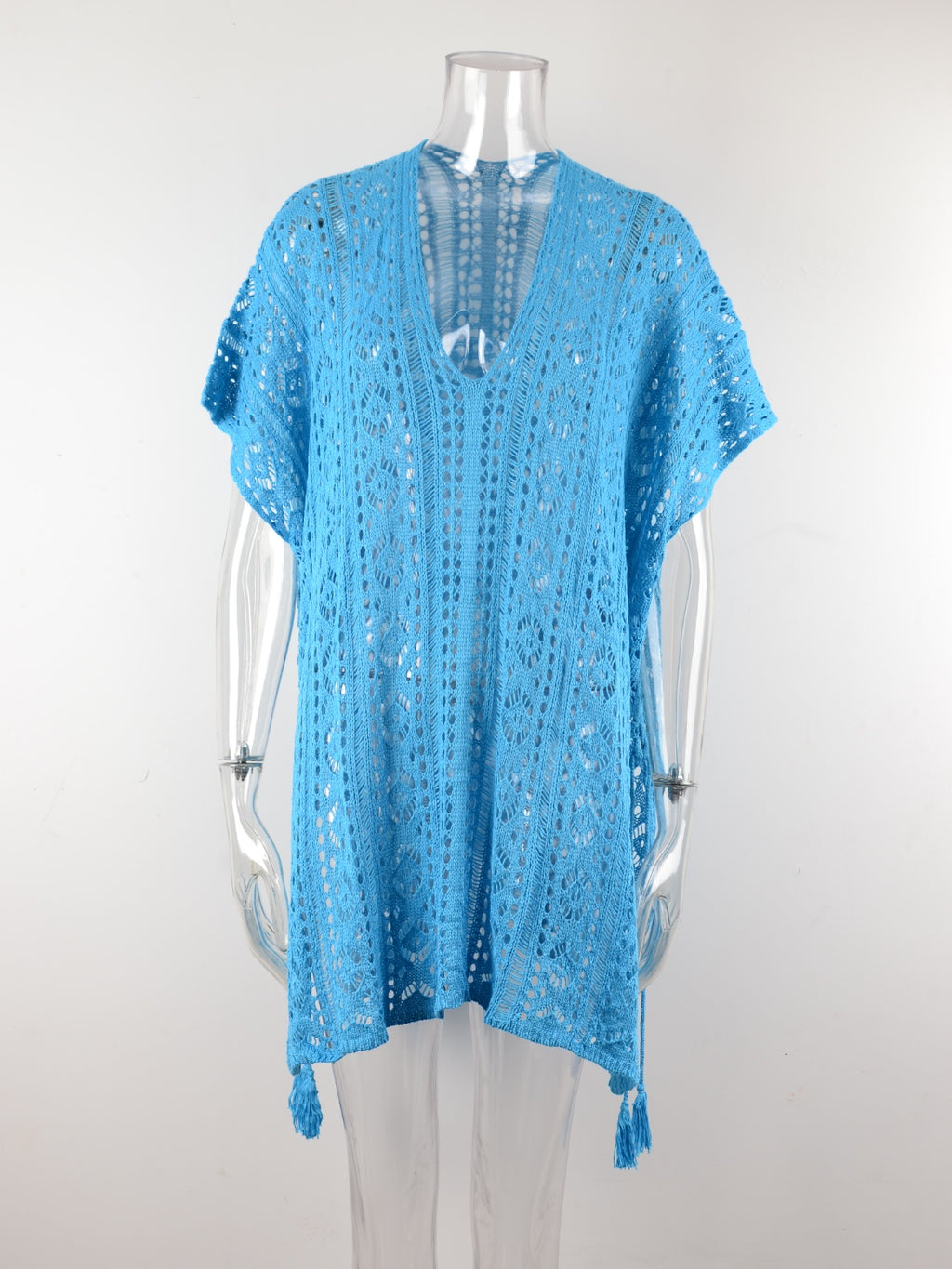 Angel Wings Cutout V-Neck Cover-Up with Tassel - Viarous