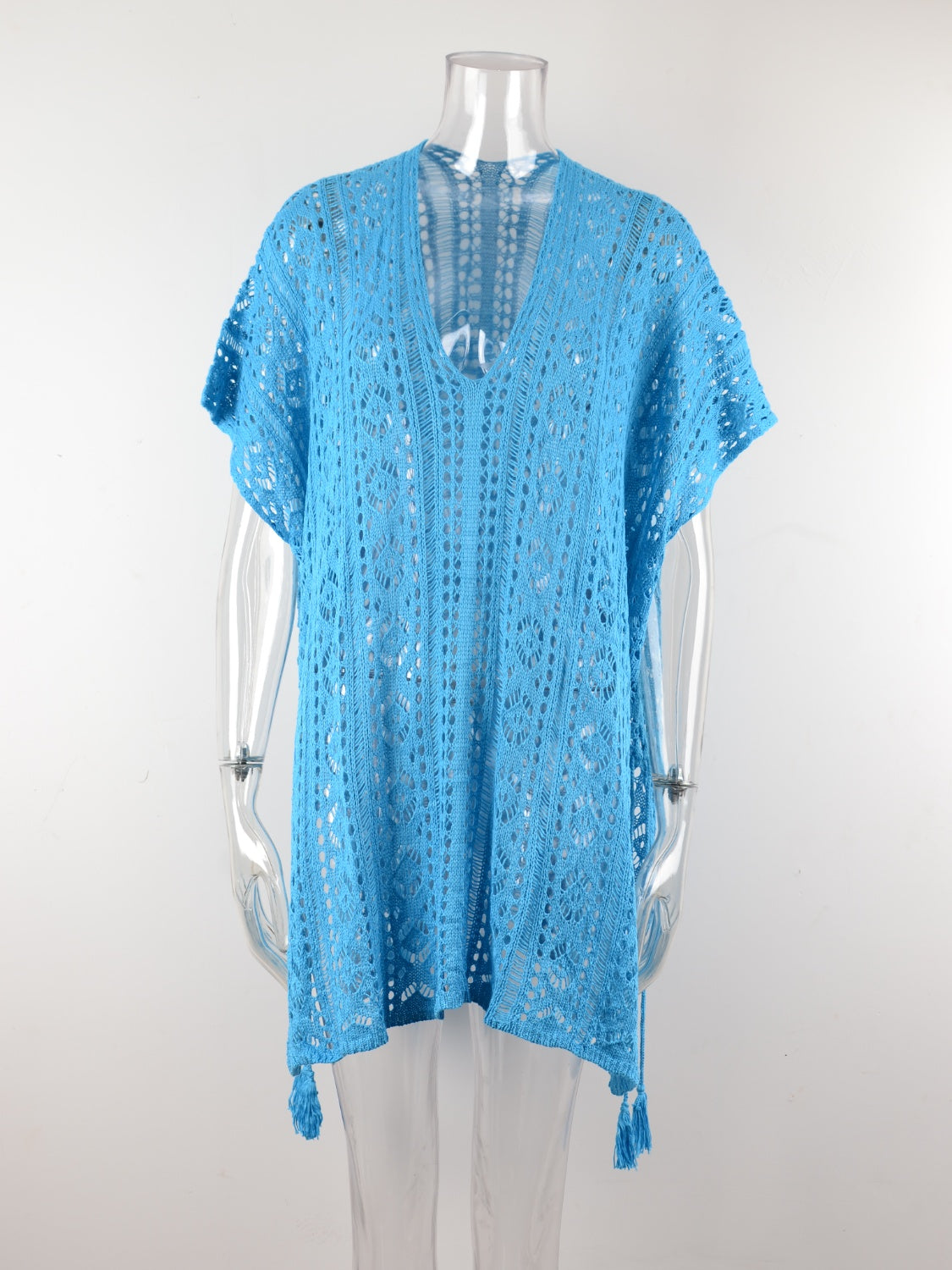 Angel Wings Cutout V-Neck Cover-Up with Tassel - Viarous