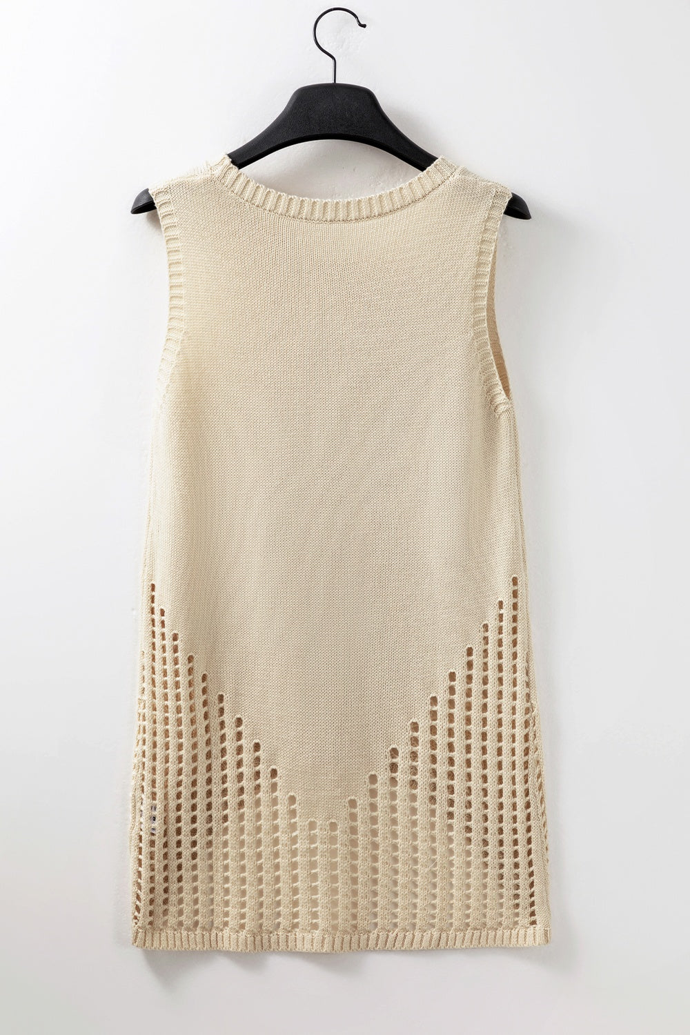 Openwork Round Neck Knit Vest - Viarous