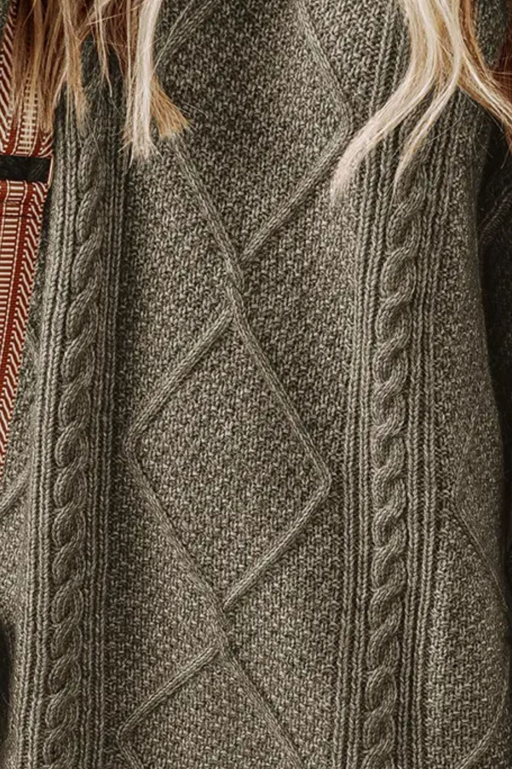 Cable - Knit Round Neck Sweater Dress - ViarousViarousViarous