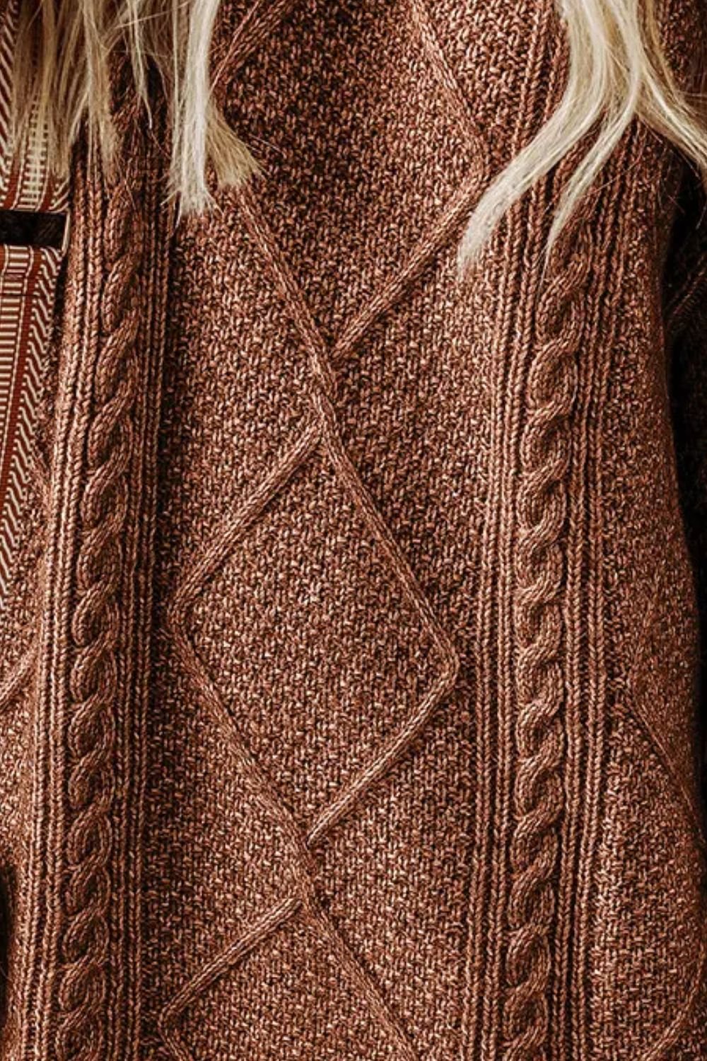 Cable - Knit Round Neck Sweater Dress - ViarousViarousViarous