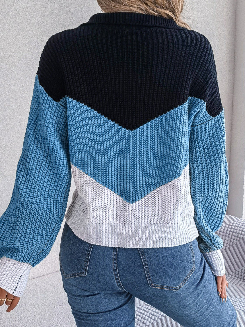 Color Block Dropped Shoulder Sweater - ViarousViarousViarous