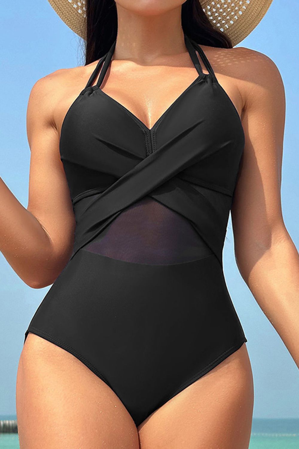 Crisscross Halter Neck One - Piece Swimwear - ViarousViarousViarous